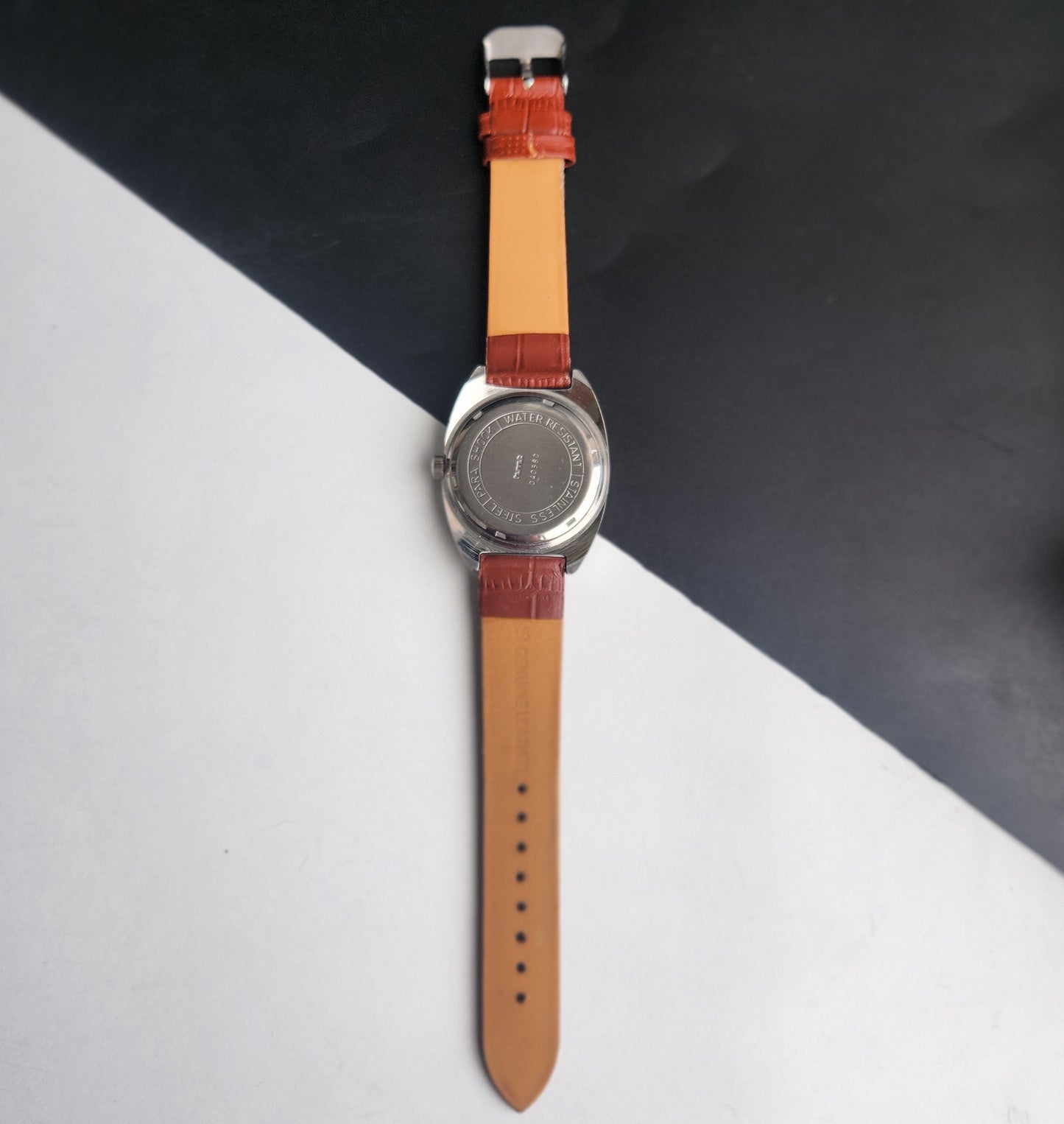 Vintage Original HMT Vijay Hand Winding 17 Jewels Golden Face Tan Leather Strap Men's Wrist Watch I29