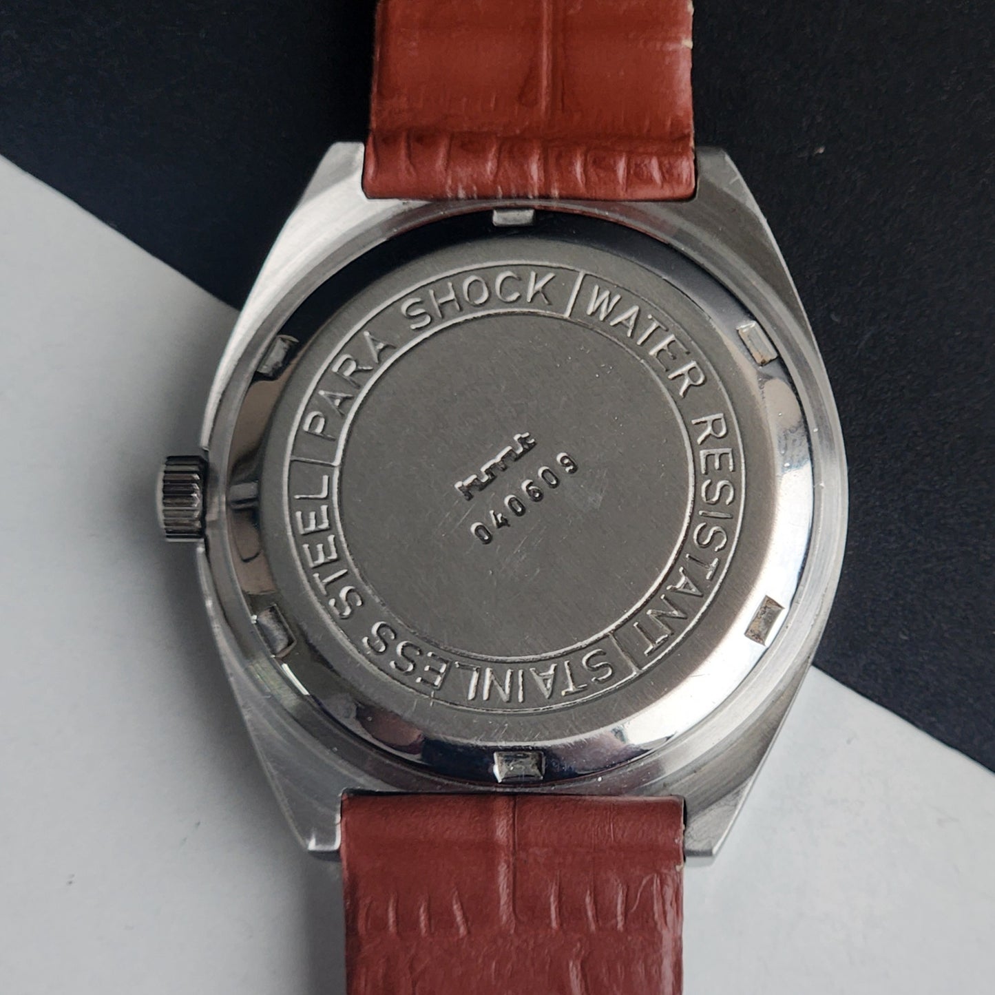 Vintage Original HMT Rohit Hand Winding 17 Jewels Black Face Tan Leather Strap Men's Wrist Watch I33