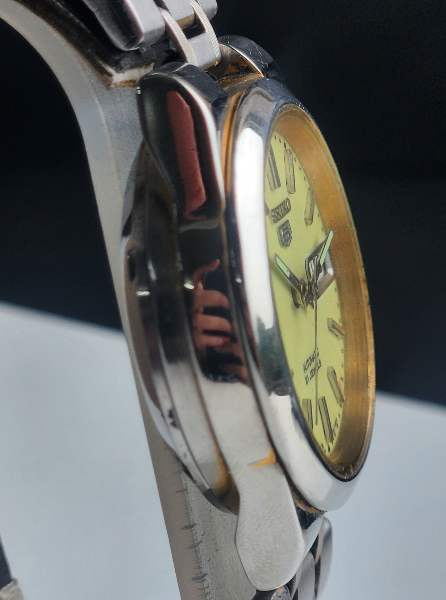 Vintage Original Seiko 5 Automatic 7S26-02L0 Lume Face 21 Jewels With Exhibition Back Day-Date Japanese Men's Wrist Watch I48