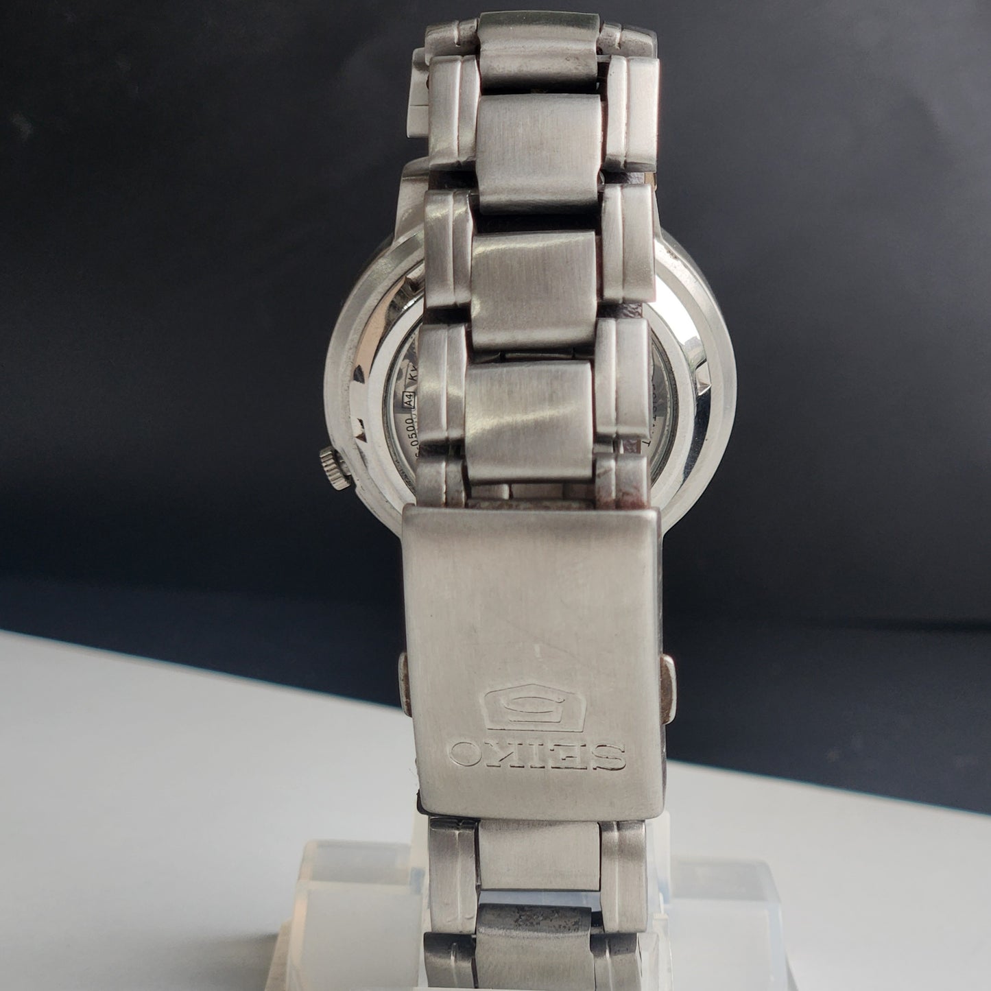 Vintage Original Seiko 5 Automatic 7S26-0500 Grey Face 21 Jewels With Exhibition Back Day-Date Japanese Men's Wrist Watch I55