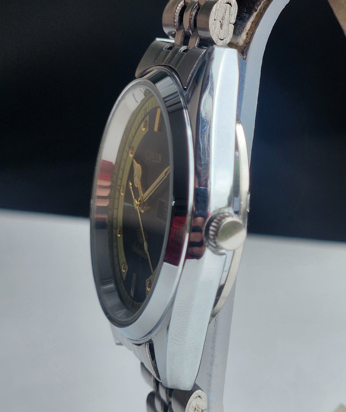 Vintage Mod Citizen 8200 Automatic 21 Jewels Black Face Day-Date Jubilee Bracelet I79