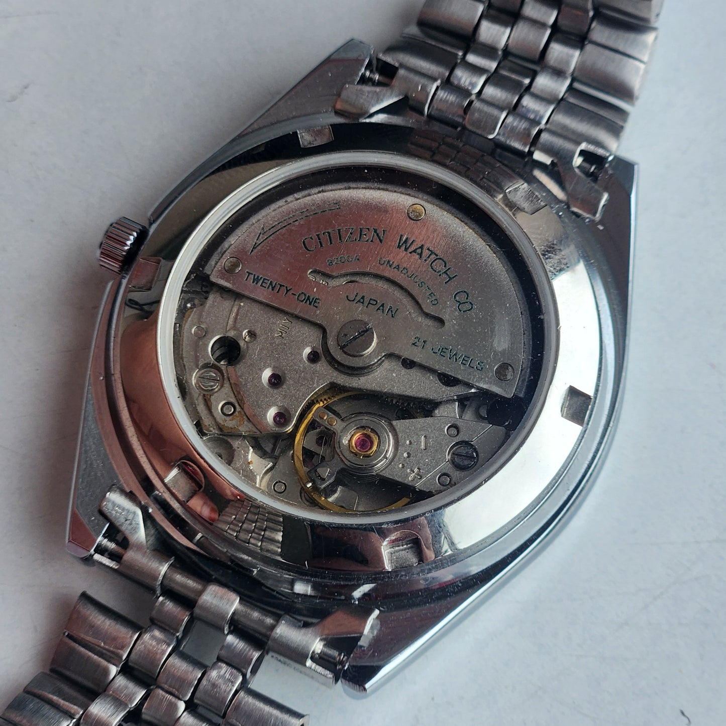 Vintage Mod Citizen 8200 Automatic 21 Jewels Blue Face Day-Date Jubilee Bracelet I80