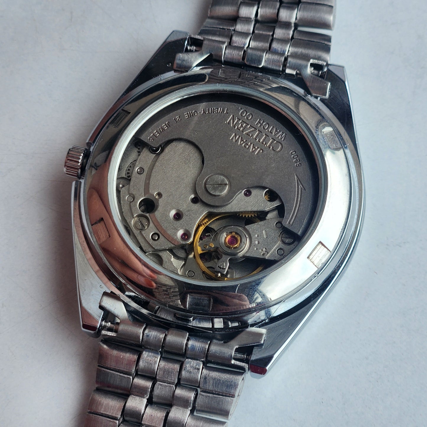 Vintage Mod Citizen 8200 Automatic 21 Jewels Brown Face Day-Date Jubilee Bracelet I81