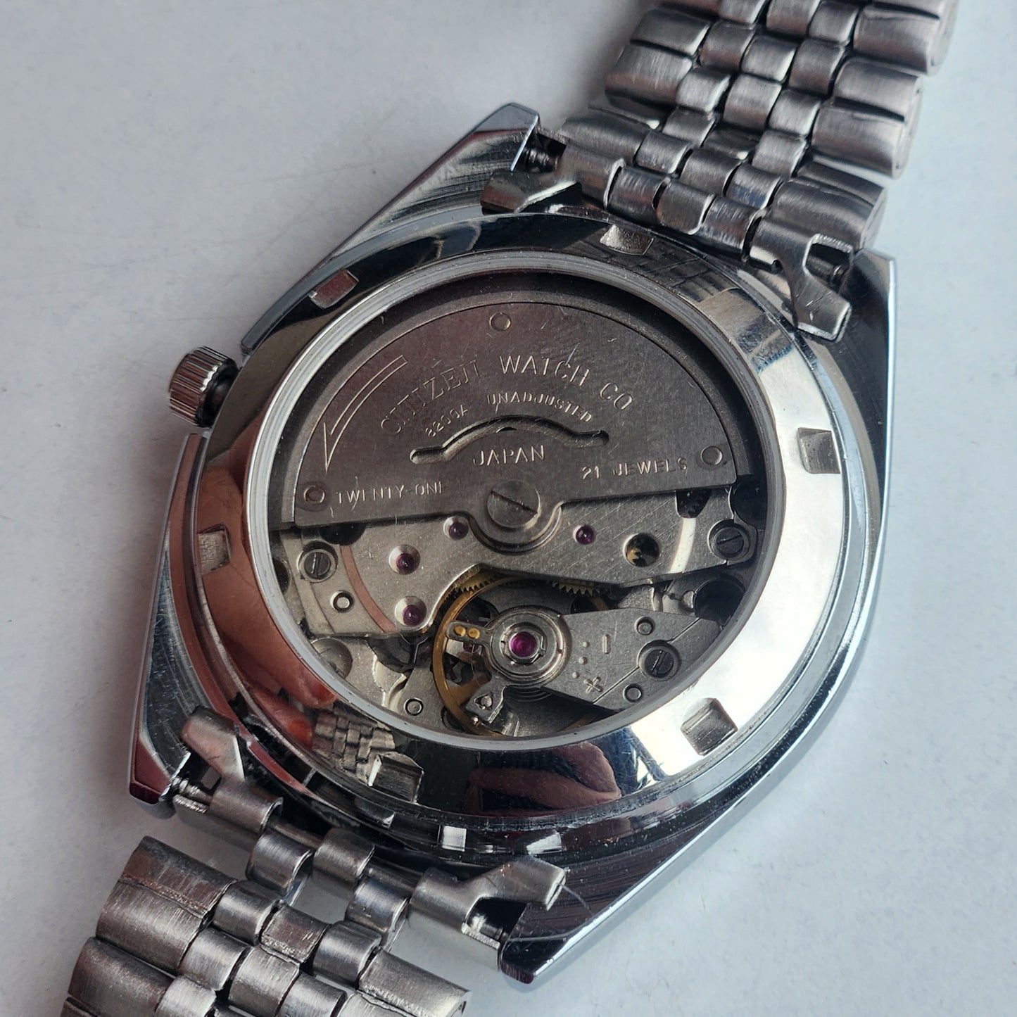 Vintage Mod Citizen 8200 Automatic 21 Jewels Green Face Day-Date Jubilee Bracelet I78