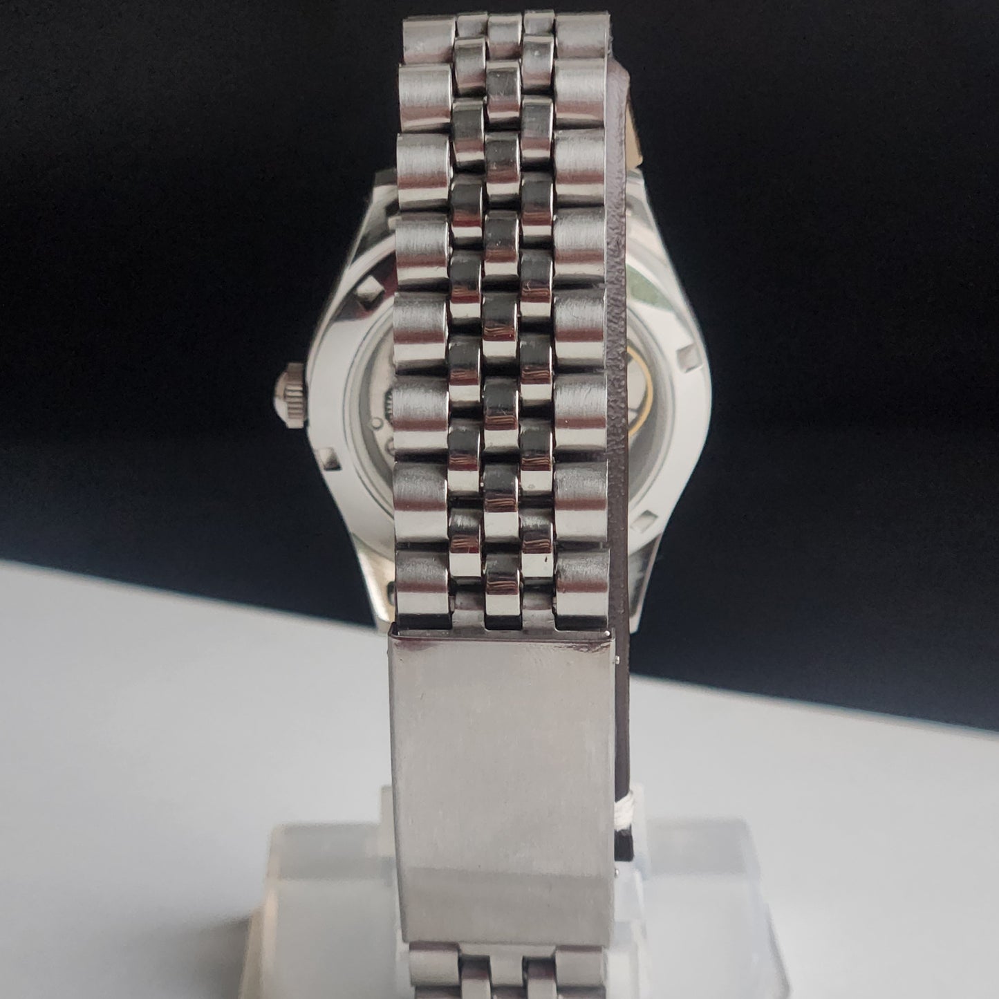 Vintage MOD HMT Janata Tamil Hand Winding 17 Jewels Sea Green 35mm Silver Case With Bracelet Men's Wrist Watch I85