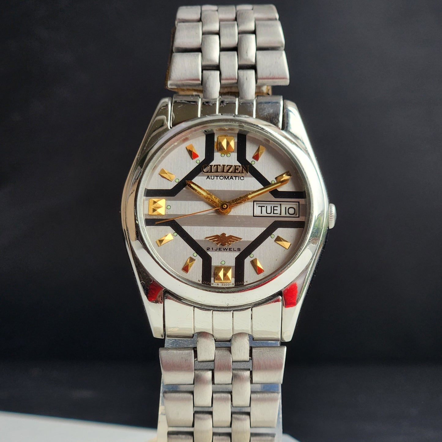 Vintage 1978 Original Citizen Automatic 8200 Grey Face 21 Jewels Day-Date Japanese Men's Wrist Watch IN07