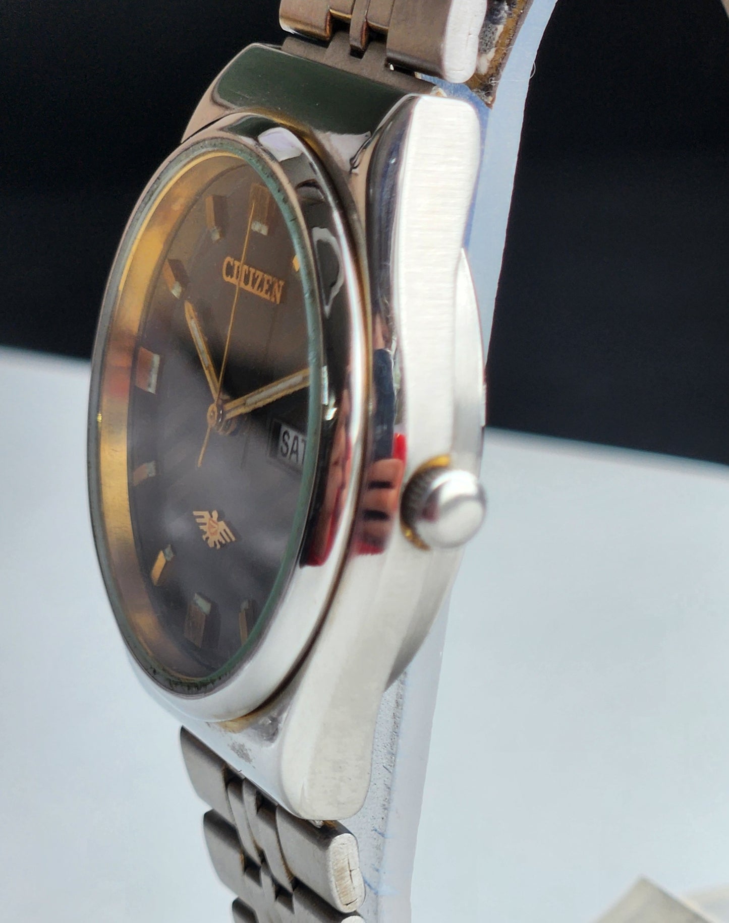 Vintage 1979 Original Citizen Automatic 8200 Brown Face 21 Jewels Day-Date Japanese Men's Wrist Watch IN24