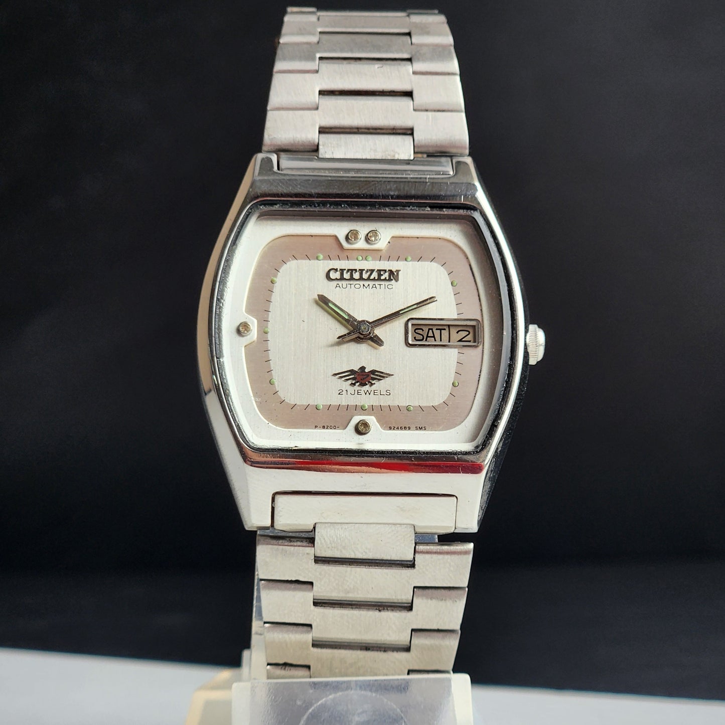 Vintage 1992 Original Citizen Automatic 8200 Silver Face 21 Jewels Day-Date Japanese Men's Wrist Watch IN25