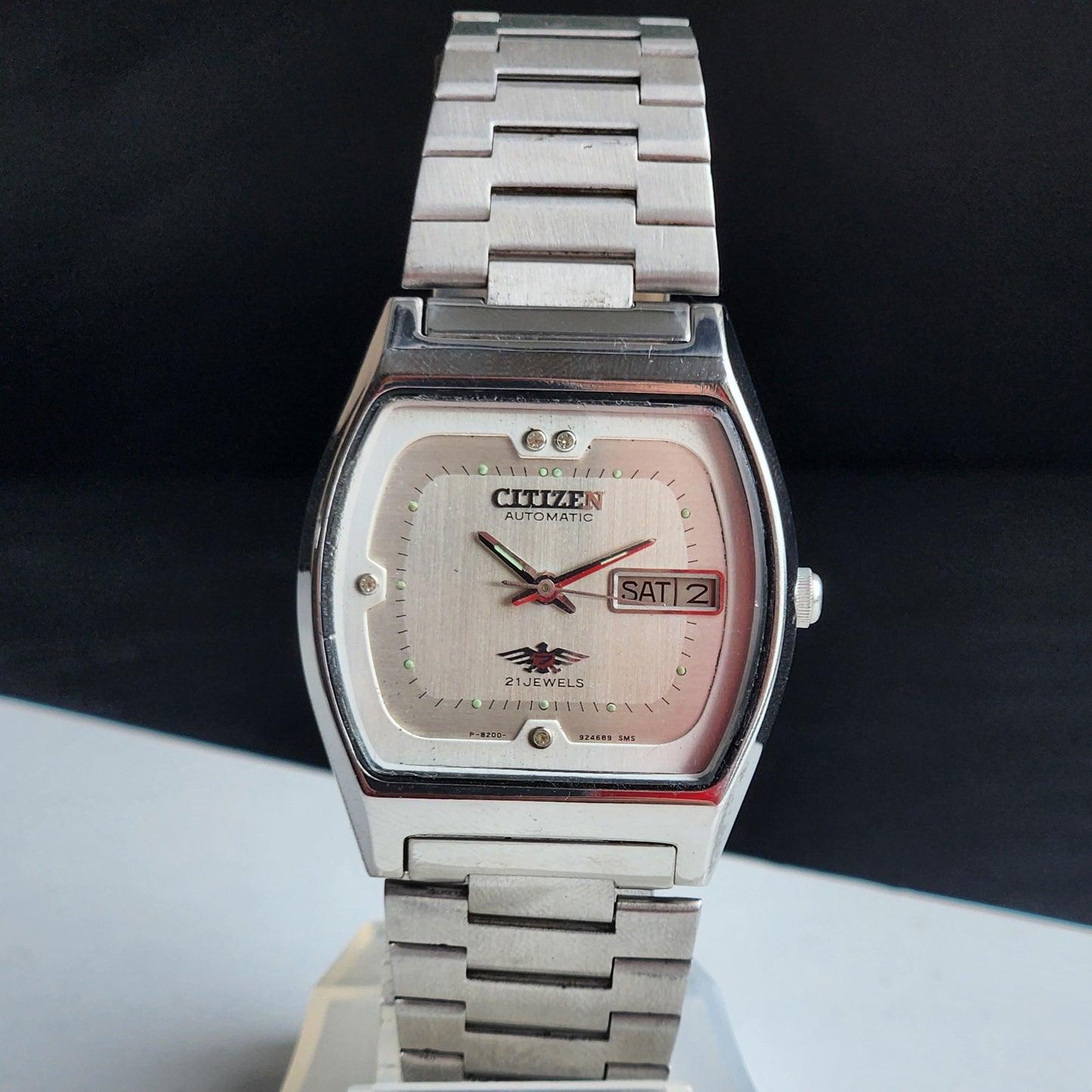Vintage 1992 Original Citizen Automatic 8200 Silver Face 21 Jewels Day-Date Japanese Men's Wrist Watch IN25