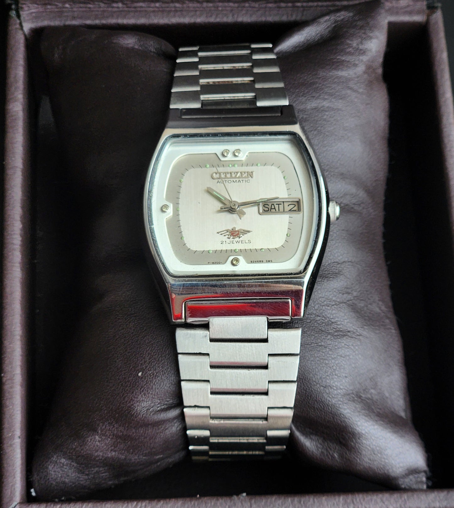 Vintage 1992 Original Citizen Automatic 8200 Silver Face 21 Jewels Day-Date Japanese Men's Wrist Watch IN25