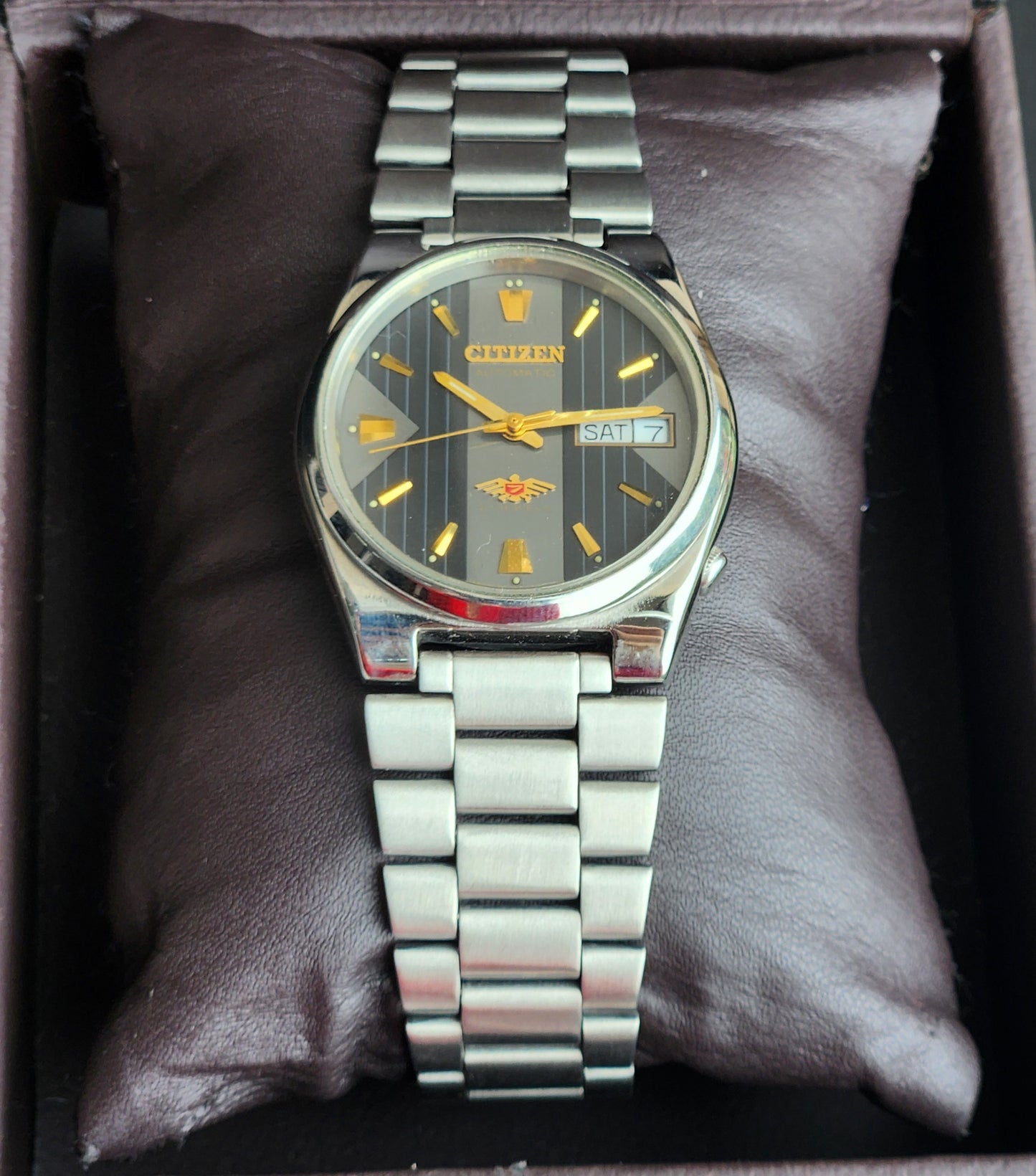 Vintage 1978 Original Citizen Automatic 8200 Grey Face 21 Jewels Day-Date Japanese Men's Wrist Watch IN28