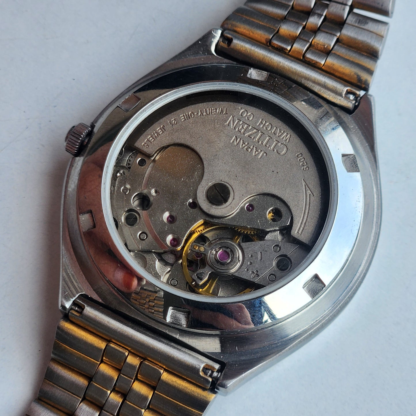 Vintage Original Citizen Automatic 8200 Black Face 21 Jewels With Exhibition Back Day-Date Japanese Men's Wrist Watch IN31