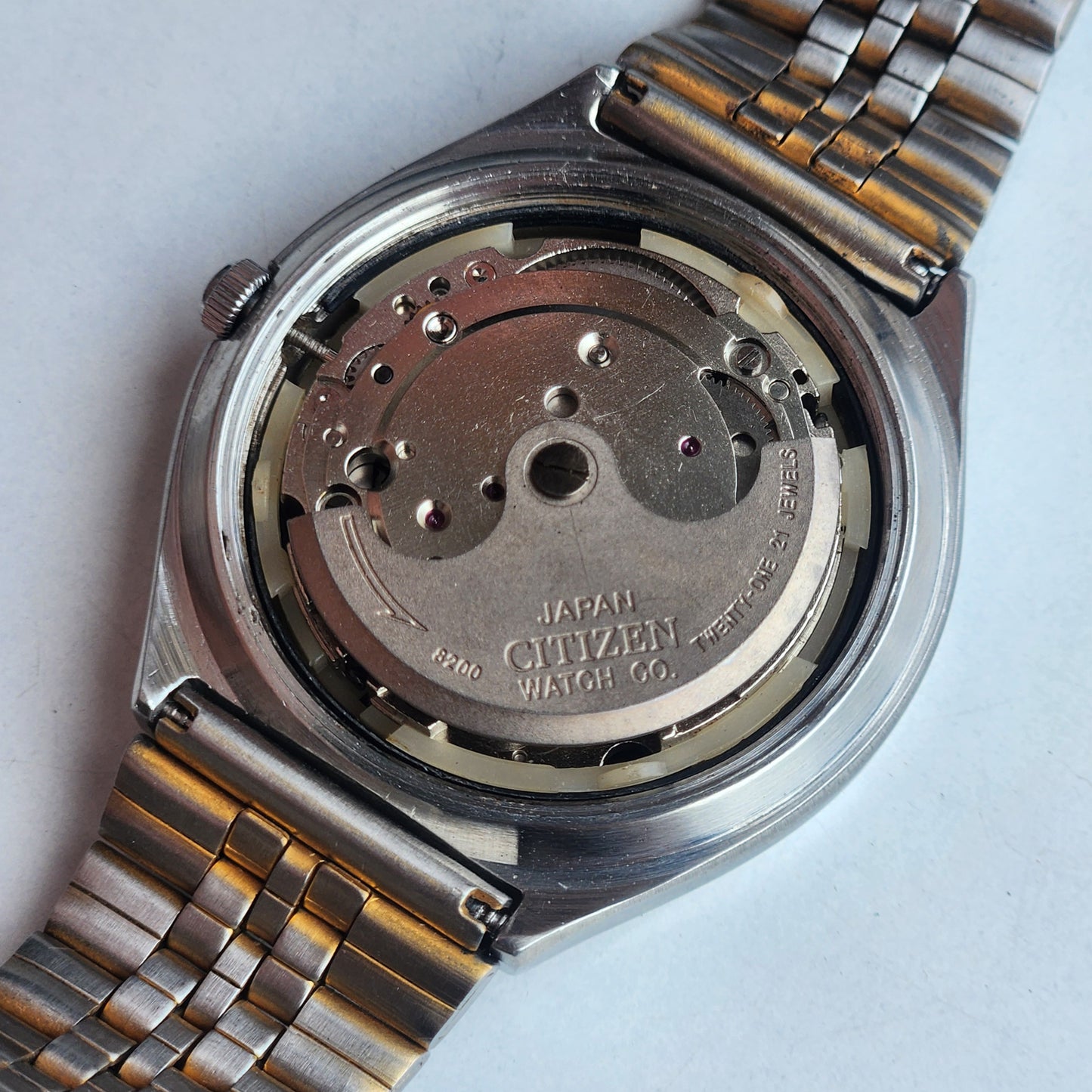 Vintage Original Citizen Automatic 8200 Black Face 21 Jewels With Exhibition Back Day-Date Japanese Men's Wrist Watch IN31