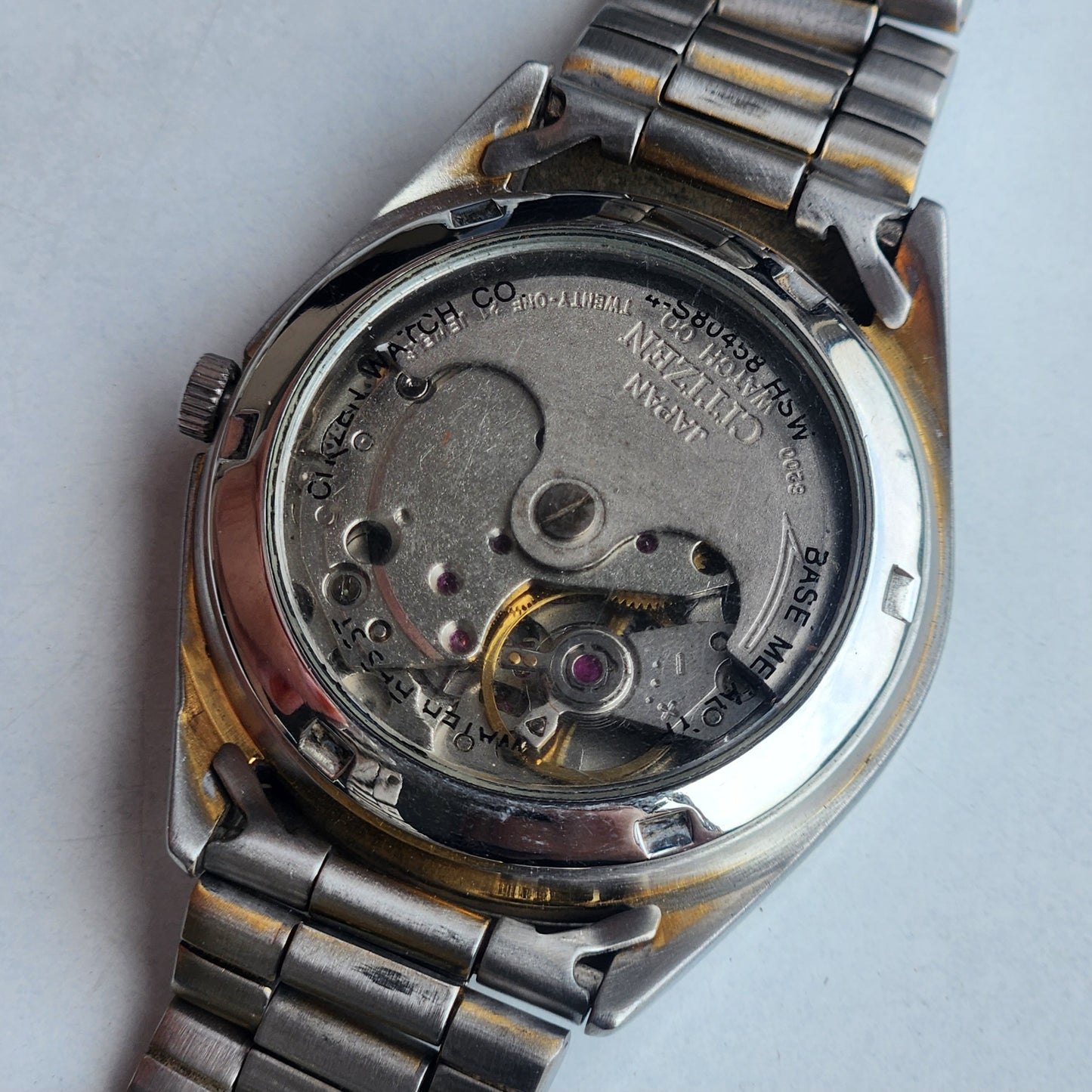 Vintage Original Citizen Automatic 8200 Golden Face 21 Jewels With Exhibition Back Day-Date Japanese Men's Wrist Watch IN32