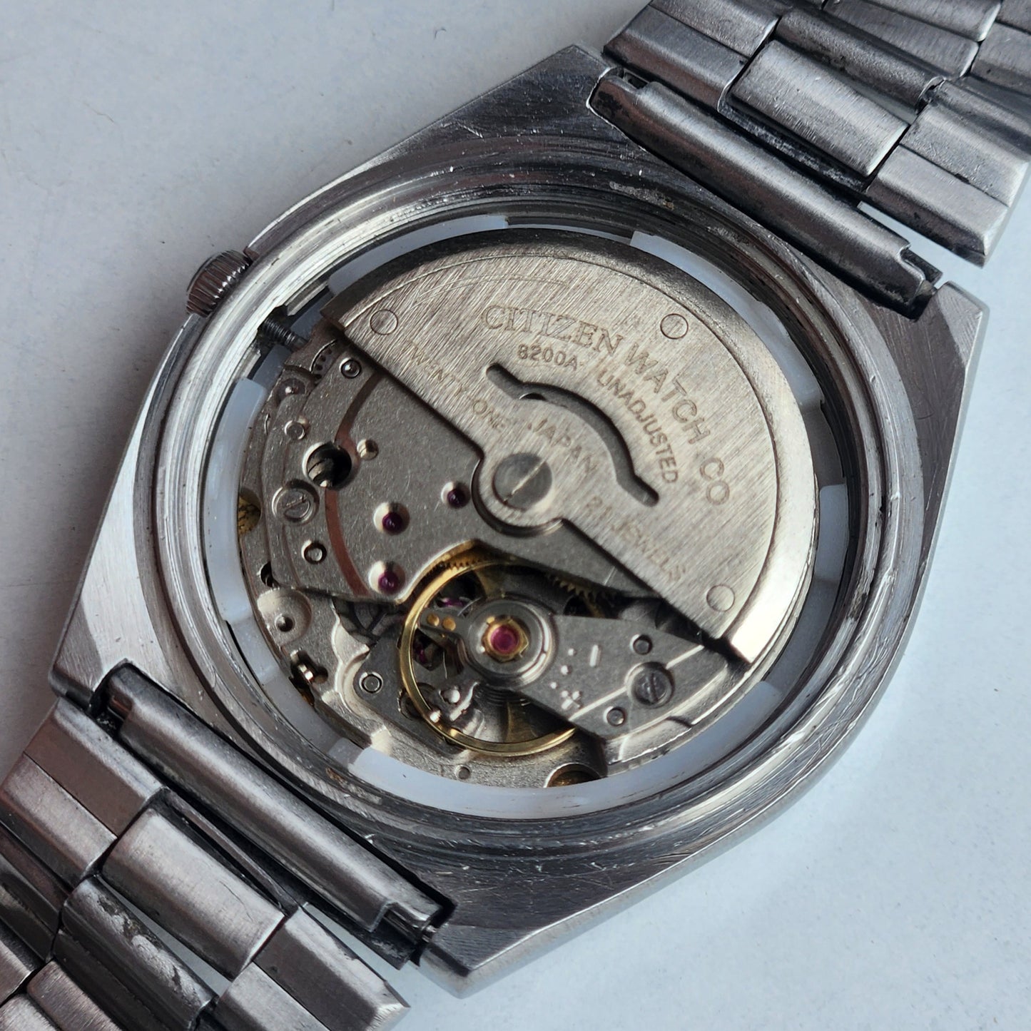 Vintage Original Citizen Automatic 8200 Golden Face 21 Jewels With Exhibition Back Day-Date Japanese Men's Wrist Watch IN33