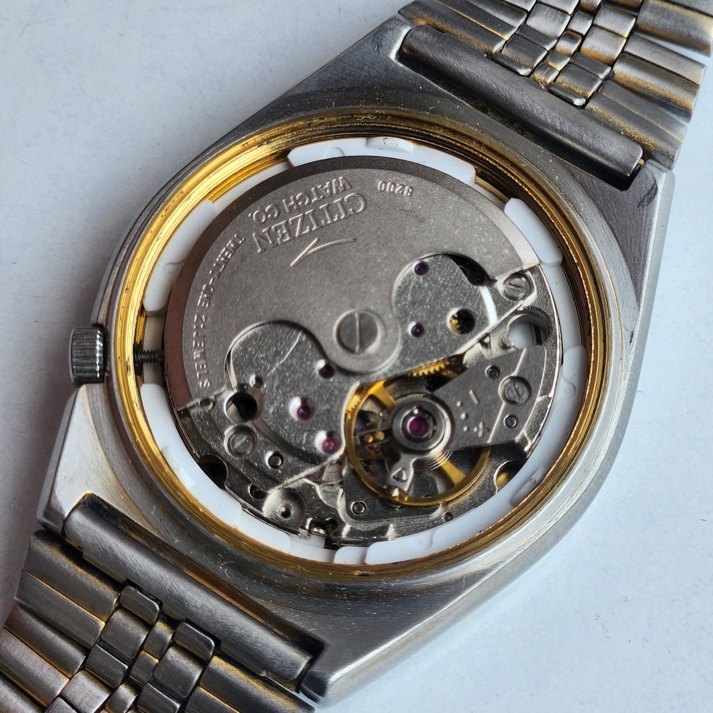 Vintage Original Citizen Automatic 8200 Golden Face 21 Jewels With Exhibition Back Day-Date Japanese Men's Wrist Watch IN34
