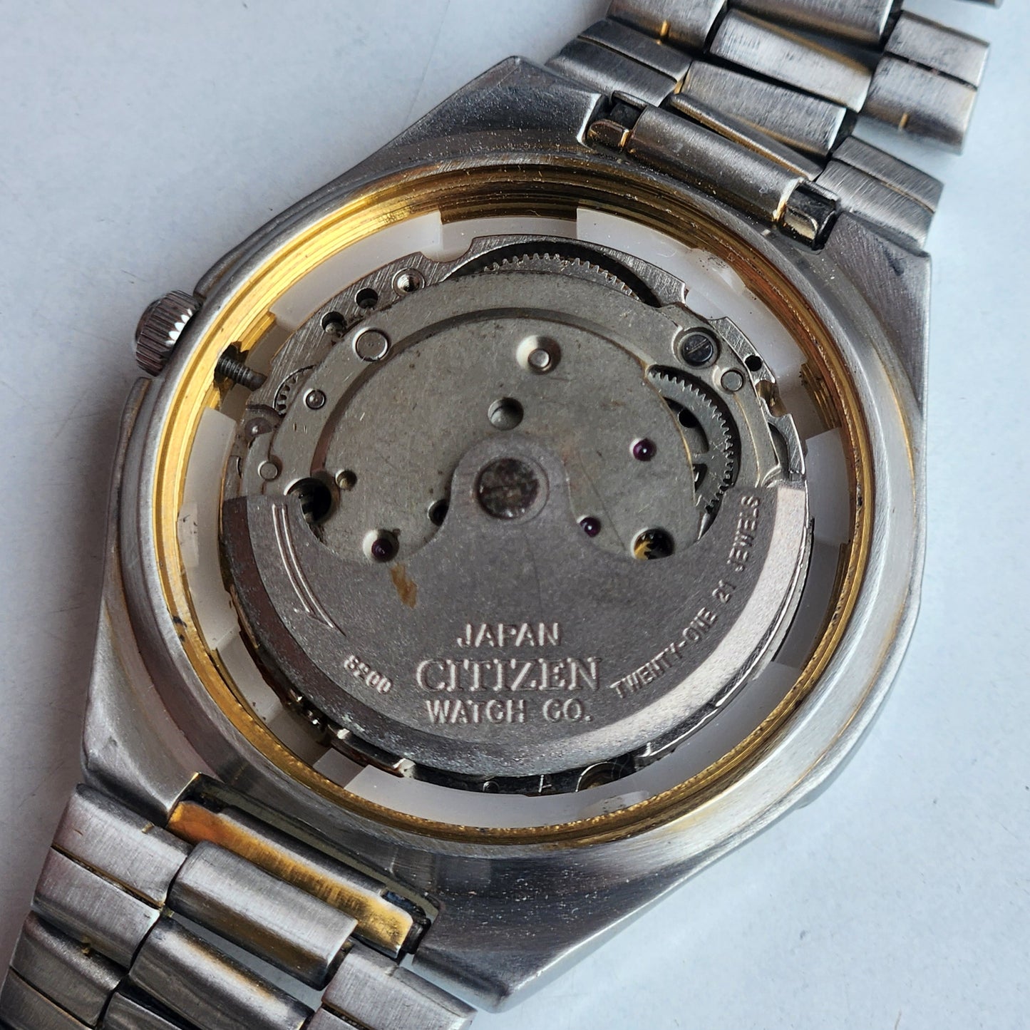 Vintage Original Citizen Automatic 8200 Golden Face 21 Jewels With Exhibition Back Day-Date Japanese Men's Wrist Watch IN35