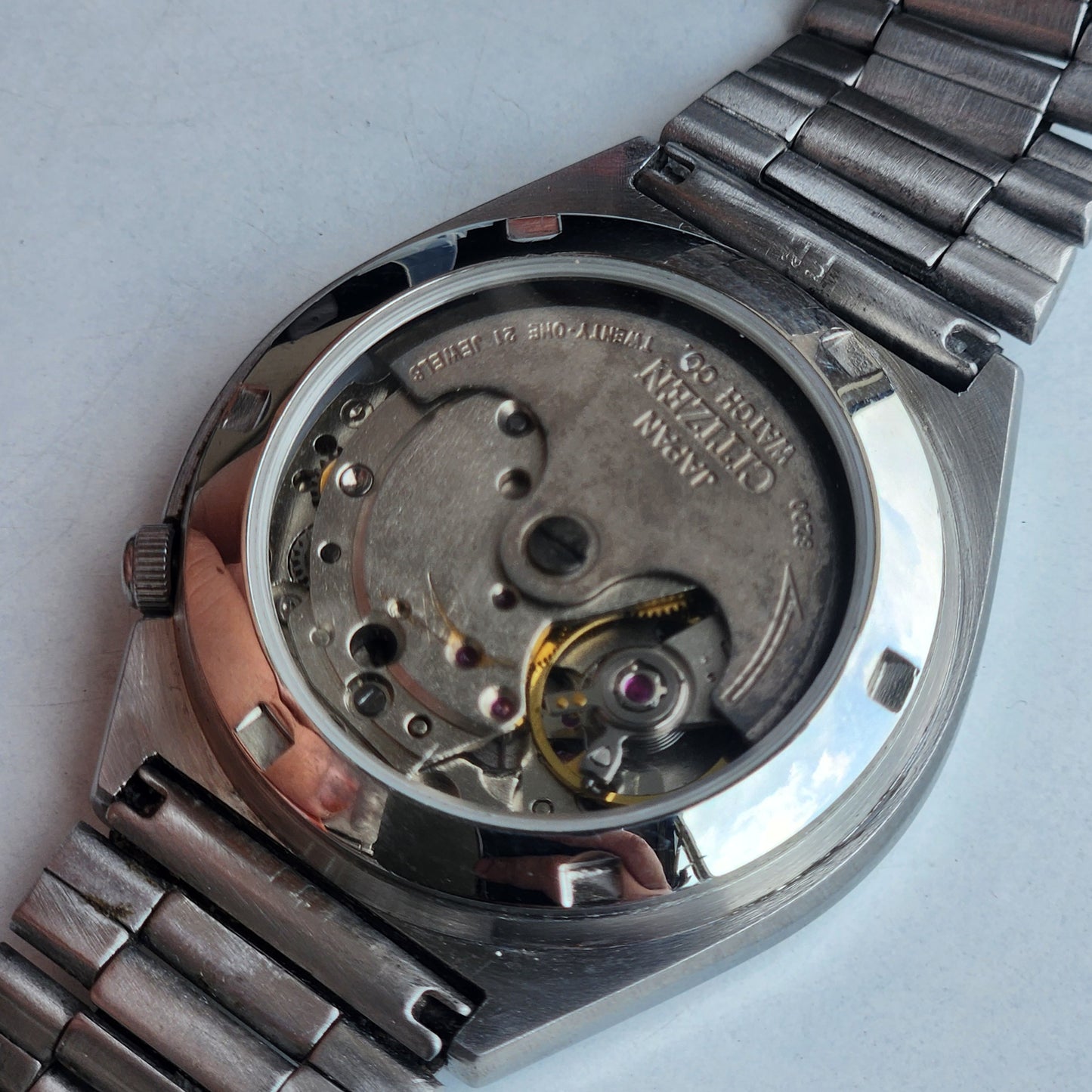 Vintage Original Citizen Automatic 8200 Black Face 21 Jewels With Exhibition Back Day-Date Japanese Men's Wrist Watch IN36