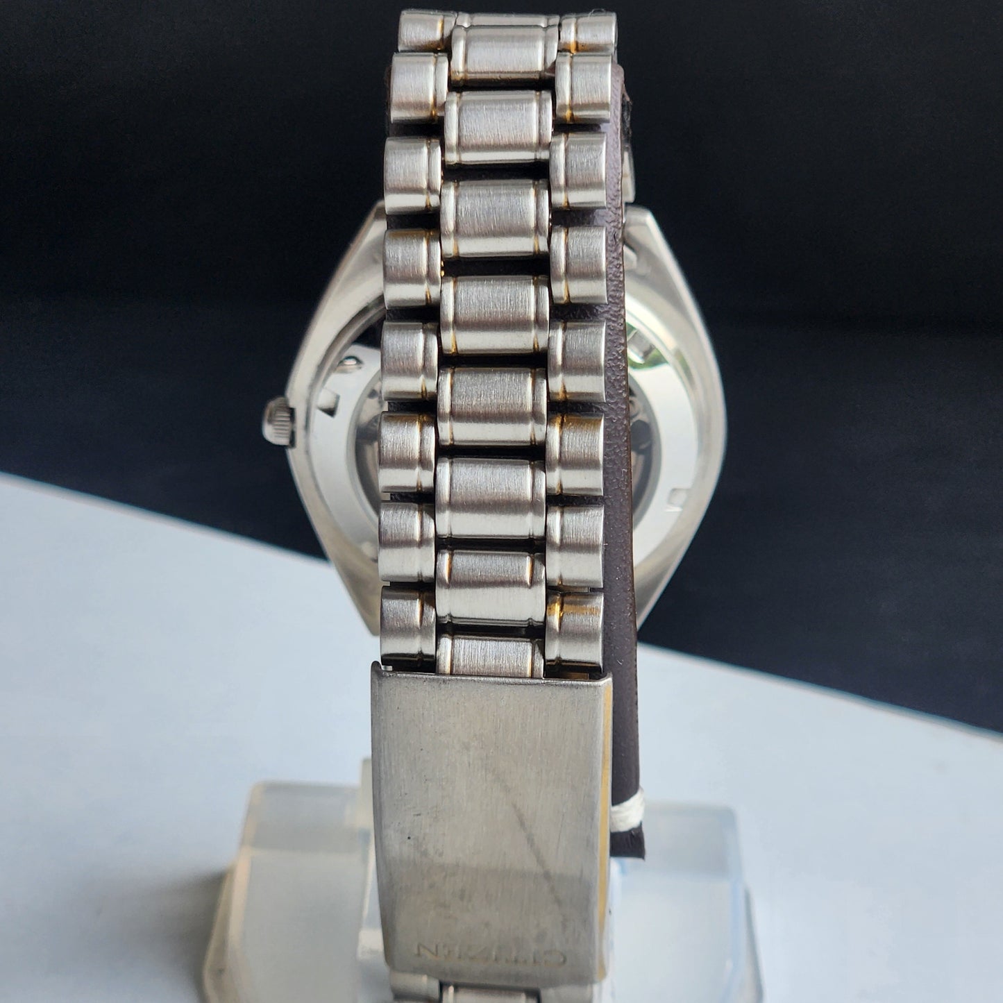 Vintage Original Citizen Automatic 8200 Black Face 21 Jewels With Exhibition Back Day-Date Japanese Men's Wrist Watch IN37