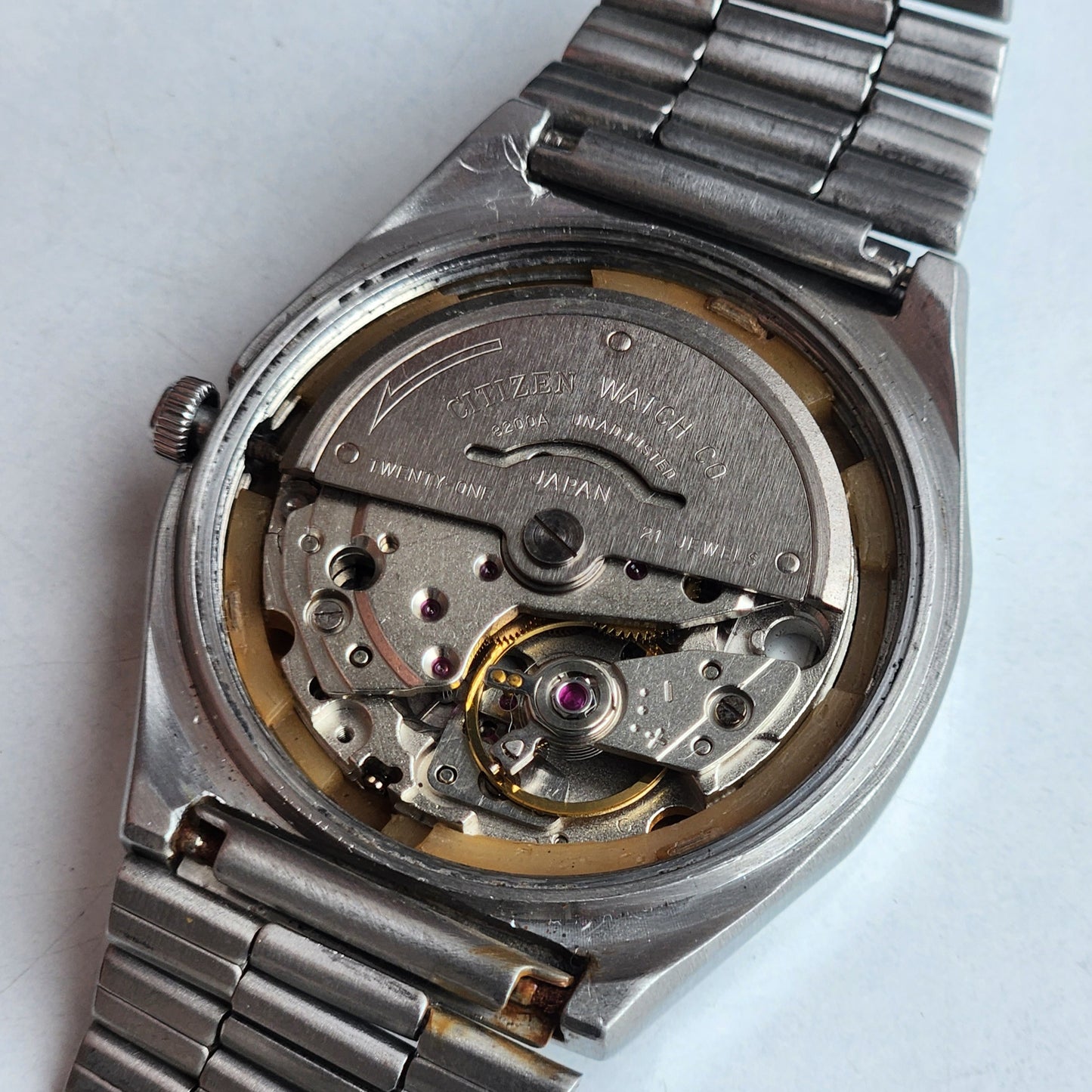 Vintage Original Citizen Automatic 8200 Golden Face 21 Jewels With Exhibition Back Day-Date Japanese Men's Wrist Watch IN42