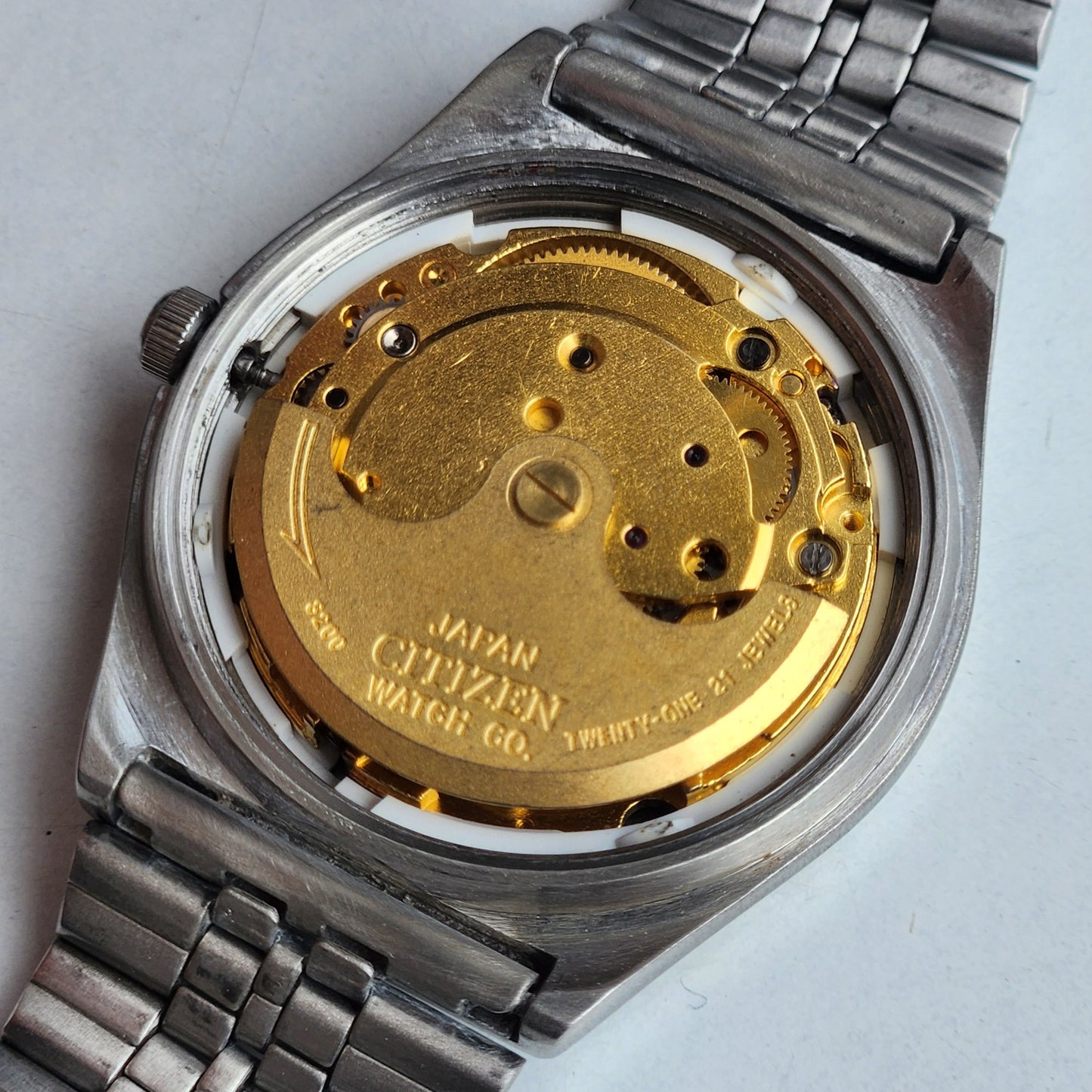 Vintage Original Citizen Automatic 8200 Brown Face 21 Jewels With Exhibition Back Day-Date Japanese Men's Wrist Watch IN43