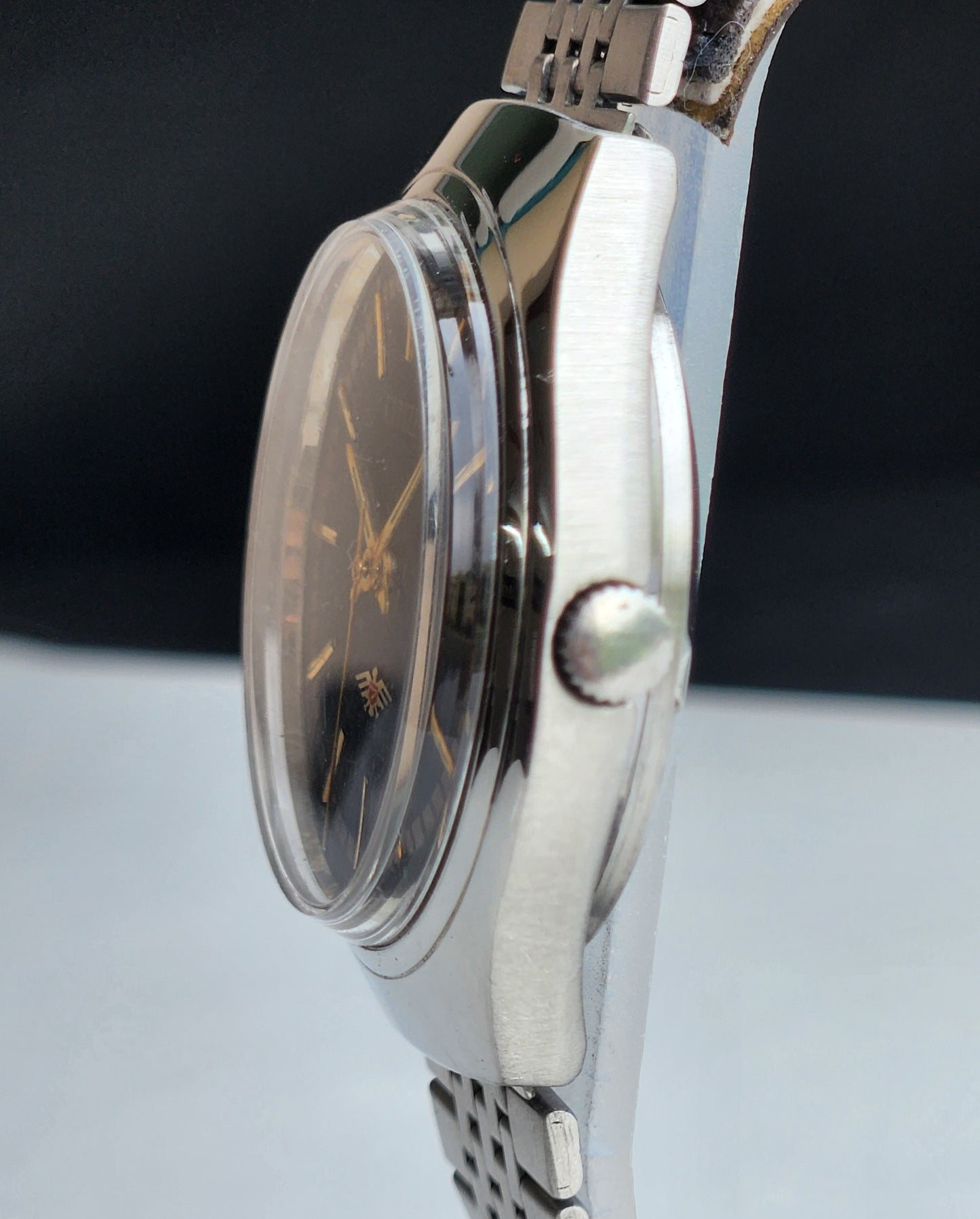 Vintage Original Citizen Automatic 8200 Black Face 21 Jewels With Exhibition Back Day-Date Japanese Men's Wrist Watch IN44