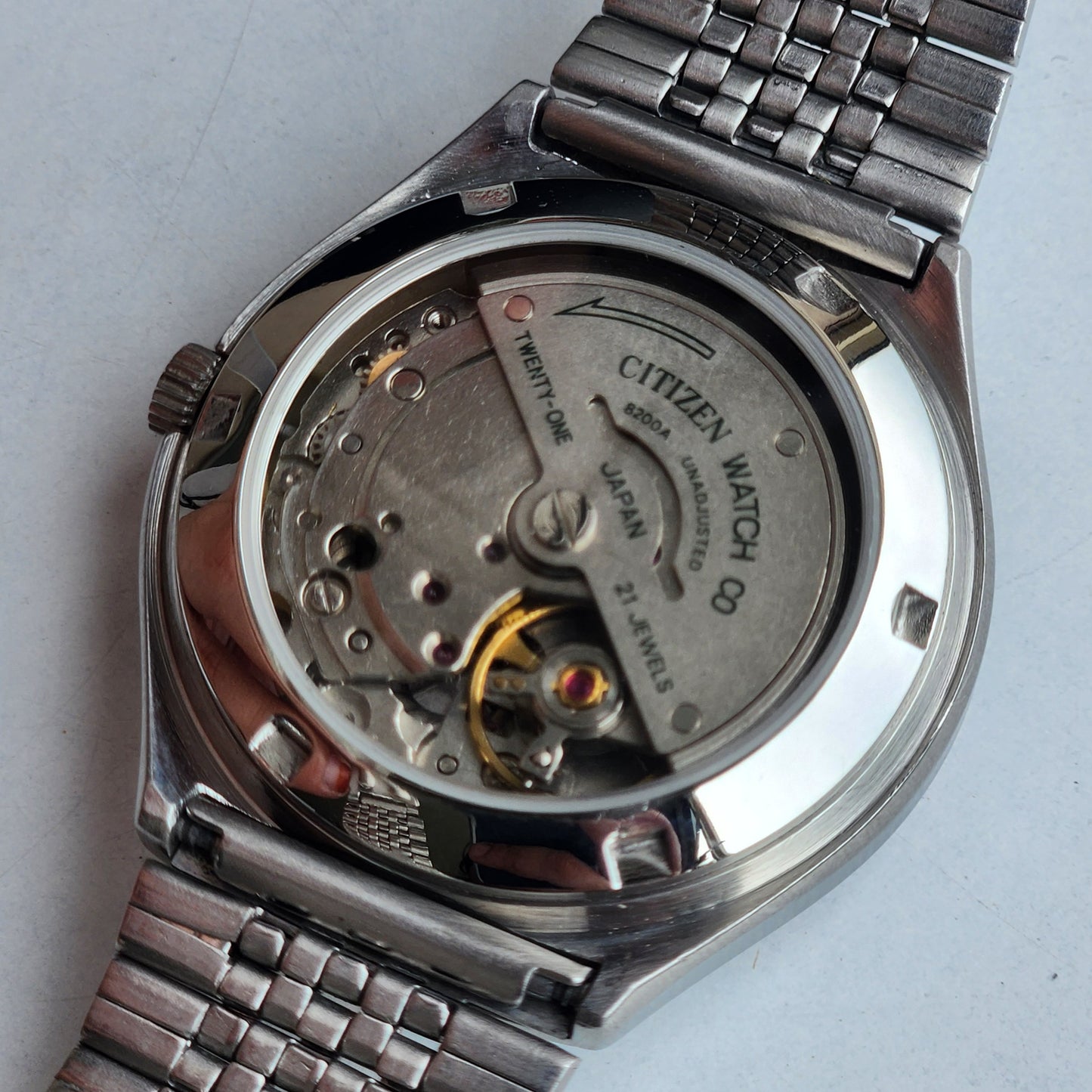 Vintage Original Citizen Automatic 8200 Black Face 21 Jewels With Exhibition Back Day-Date Japanese Men's Wrist Watch IN44