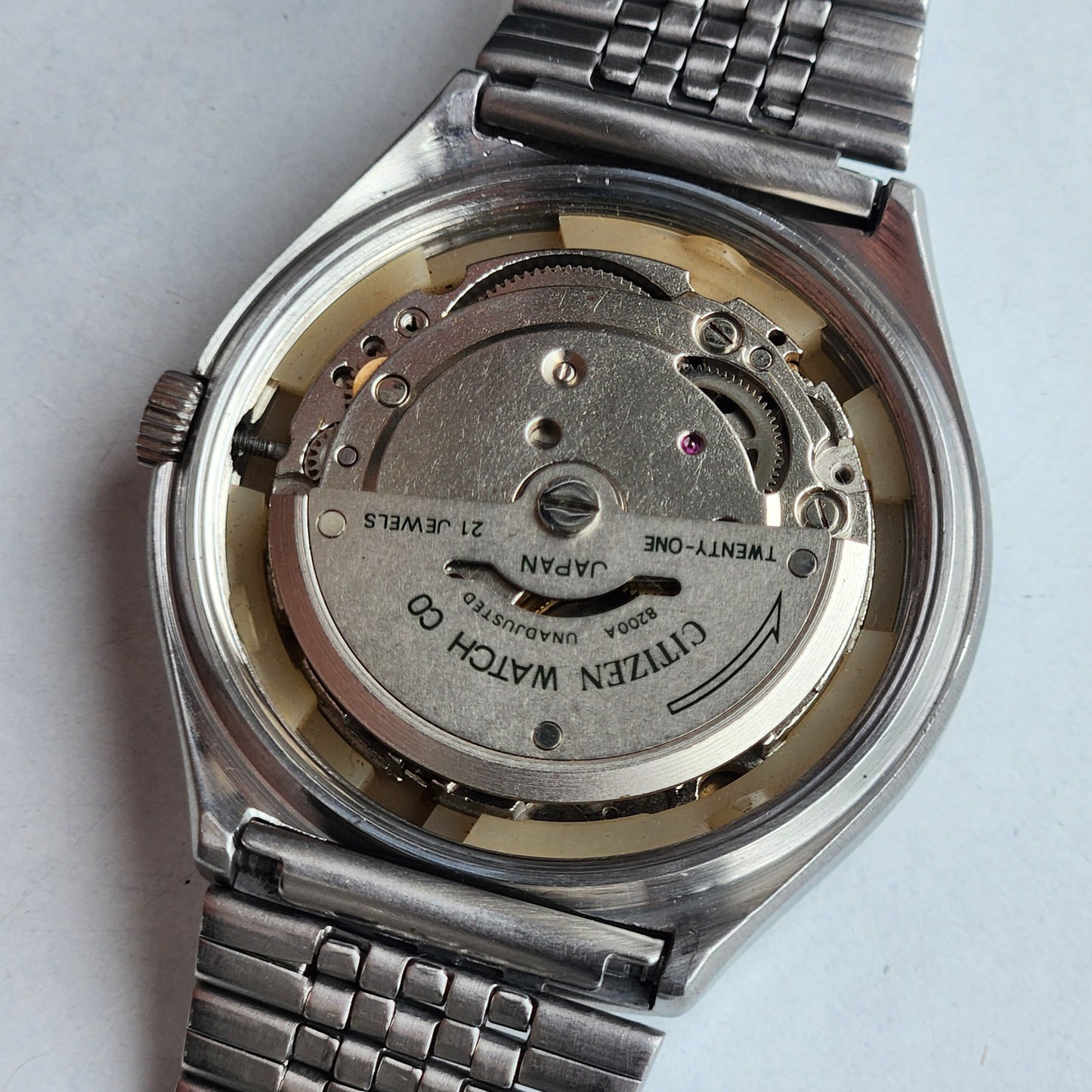 Vintage Original Citizen Automatic 8200 Black Face 21 Jewels With Exhibition Back Day-Date Japanese Men's Wrist Watch IN44