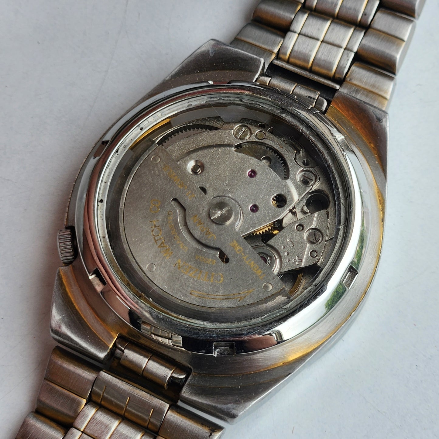 Vintage Original Citizen Automatic 8200 Golden Face 21 Jewels With Exhibition Back Day-Date Japanese Men's Wrist Watch IN45