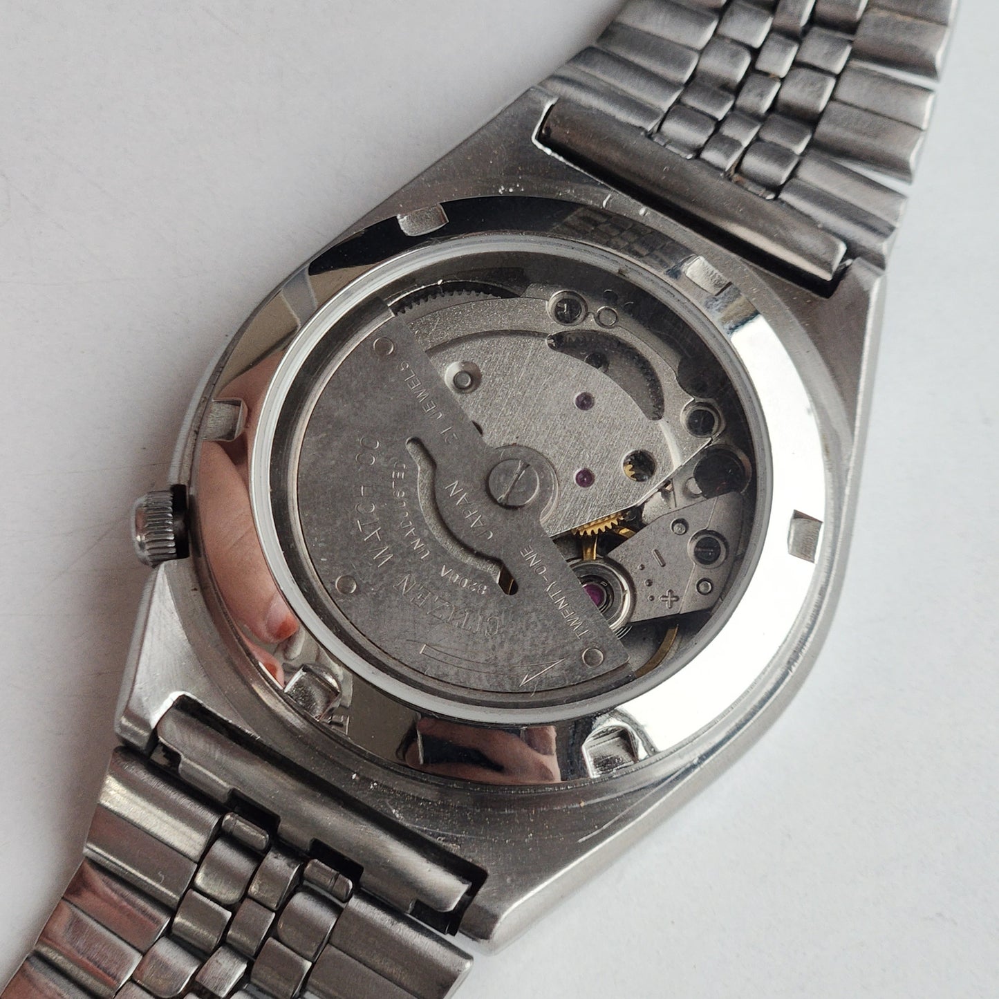 Vintage Original Citizen Automatic 8200 Black Face 21 Jewels With Exhibition Back Day-Date Japanese Men's Wrist Watch IN48