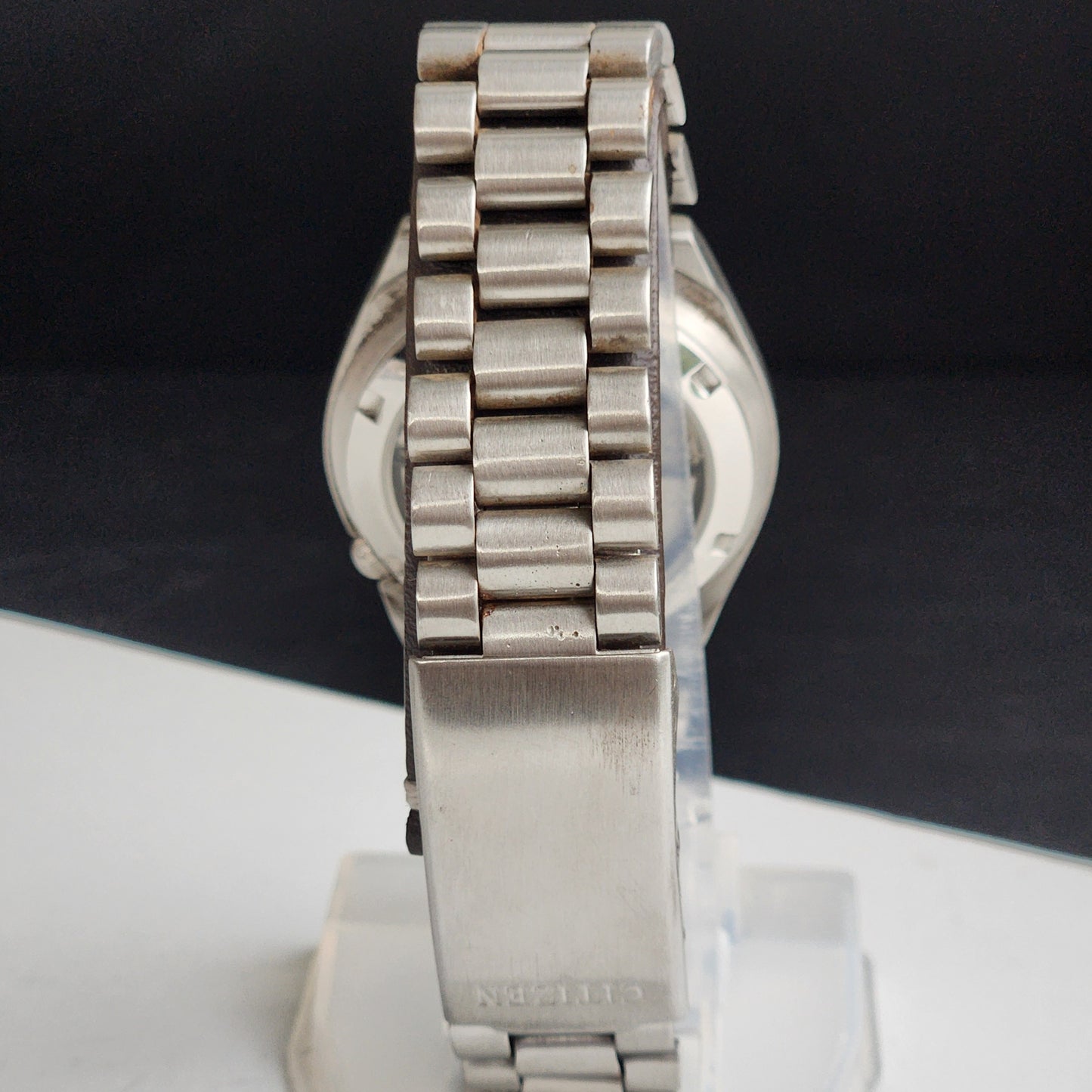 Vintage Original Citizen Automatic 8200 Black Face 21 Jewels With Exhibition Back Day-Date Japanese Men's Wrist Watch IN49