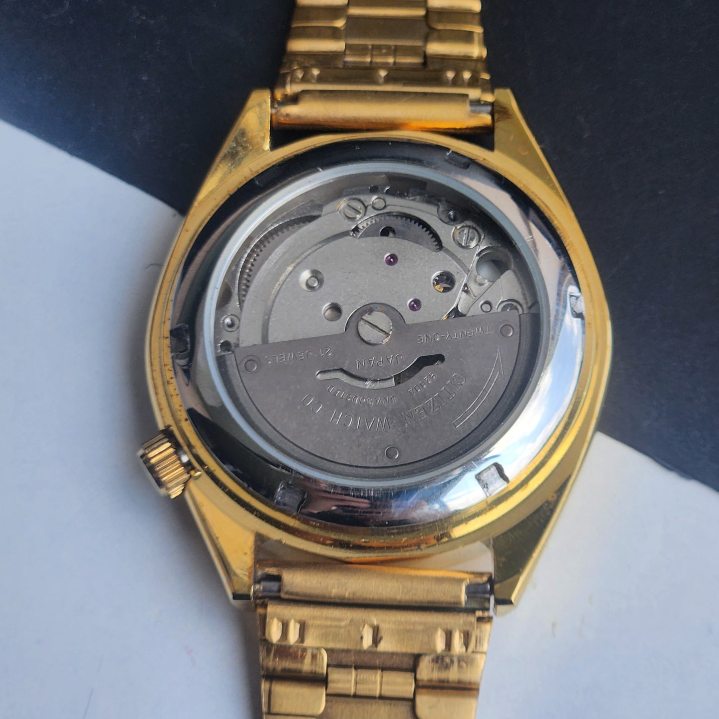 Vintage MOD Citizen Black Face Automatic 21 Jewels Cal. 8200 37MM Gold Plated Men's Wrist Watch I88