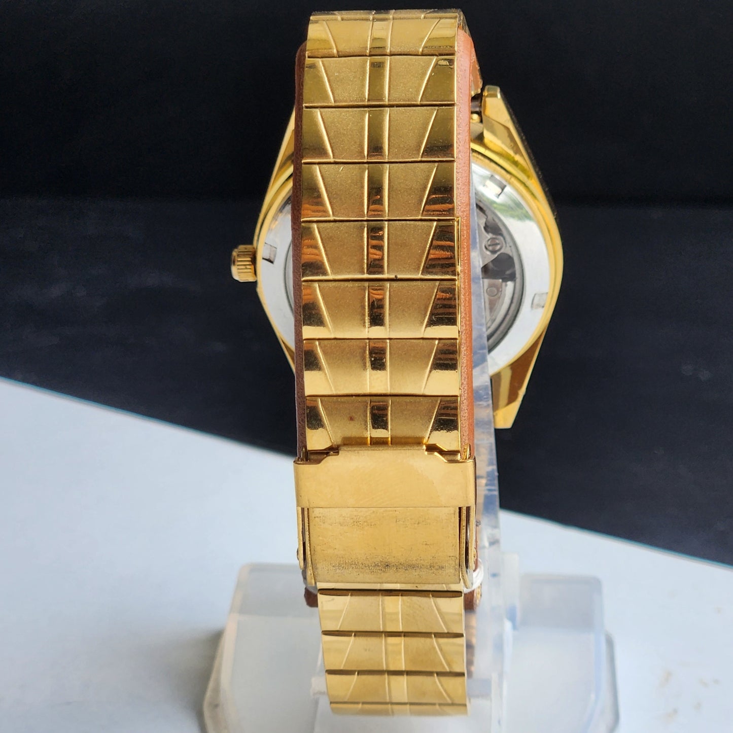 Vintage MOD Citizen Red Face Automatic 21 Jewels Cal. 8200 35mm Fix Bezel Gold Plated Men's Wrist Watch I87