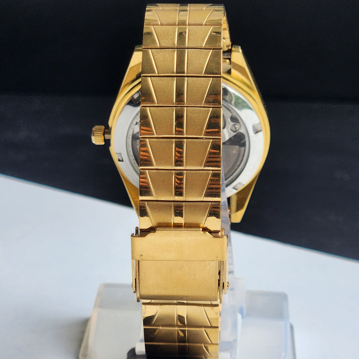 Vintage MOD Citizen Golden Face Automatic 21 Jewels Cal. 8200 35MM Fix Bezel Gold Plated Men's Wrist Watch I90