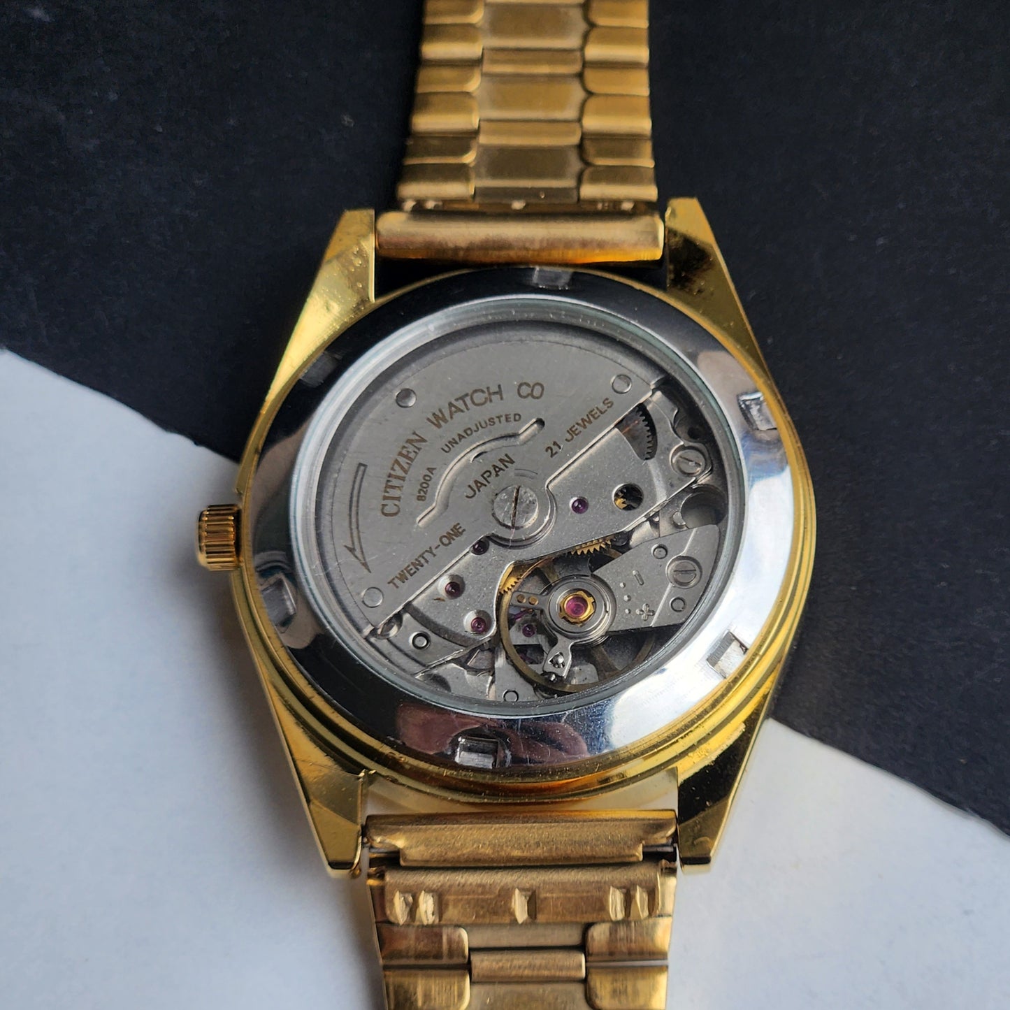 Vintage MOD Citizen Black Face Automatic 21 Jewels Cal. 8200 35mm Fix Bezel Gold Plated Men's Wrist Watch I86