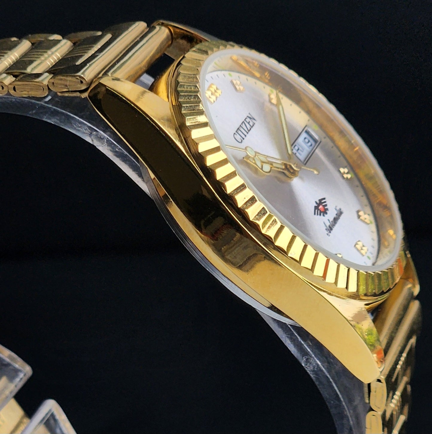 Vintage MOD Citizen Silver Face Automatic 21 Jewels Cal. 8200 35MM Fix Bezel Gold Plated Men's Wrist Watch I99