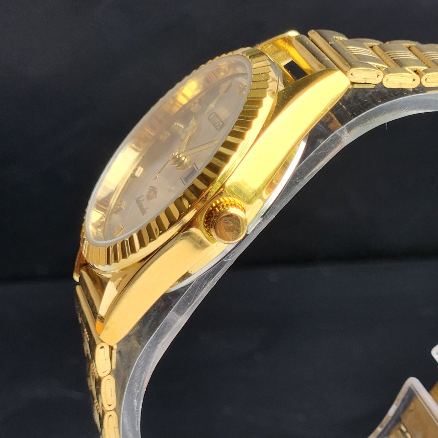 Vintage MOD Citizen Silver Face Automatic 21 Jewels Cal. 8200 35MM Fix Bezel Gold Plated Men's Wrist Watch I99