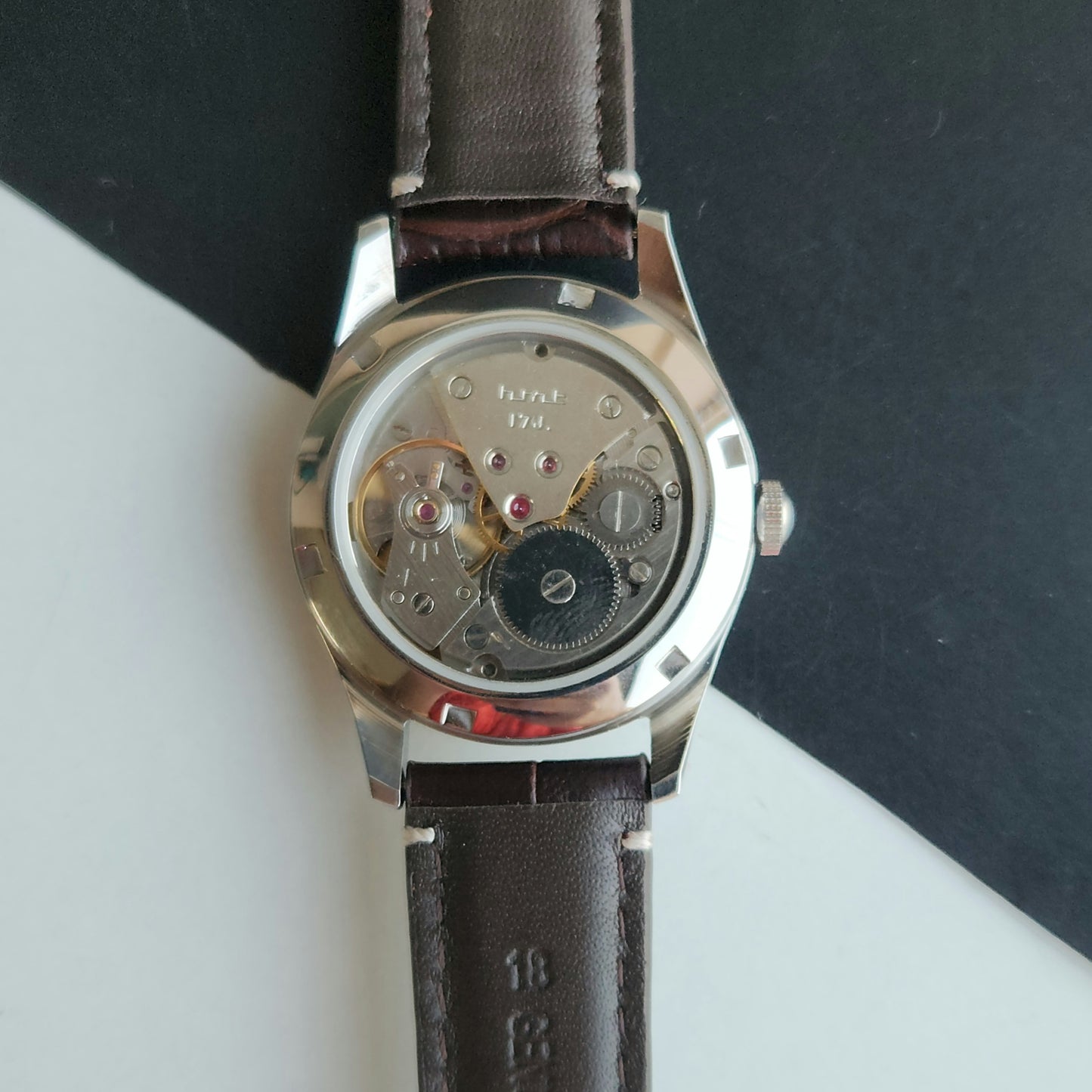 Vintage MOD HMT Janata A.P.J. Abdul Kalam Hand Winding 17 Jewels Yellow Face Brown Leather Strap Men's Wrist Watch J24