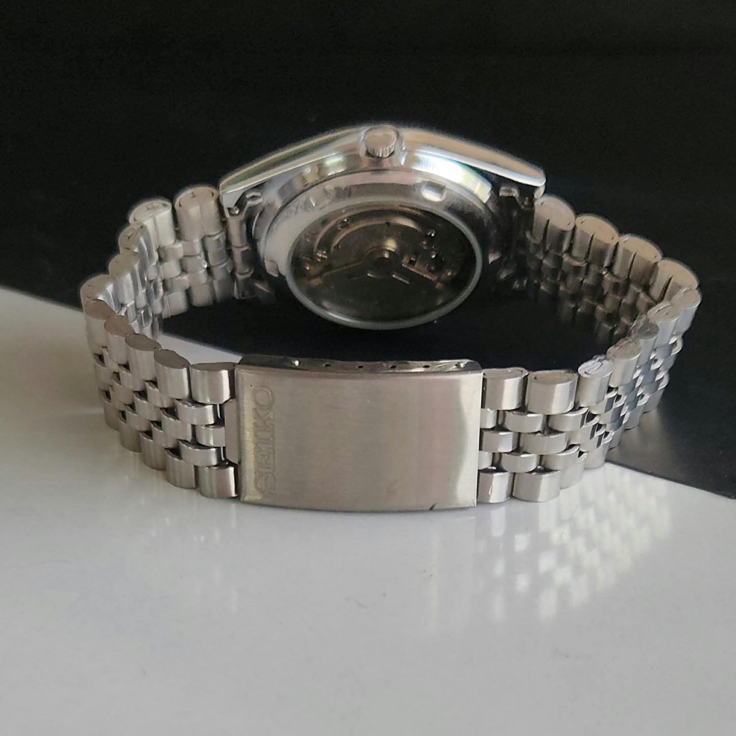 Vintage MOD Seiko 5 Automatic 17 Jewels Cal.6309 Blue Face Repainted Mickey Mouse Jubilee Bracelet Men's Wrist Watch J51
