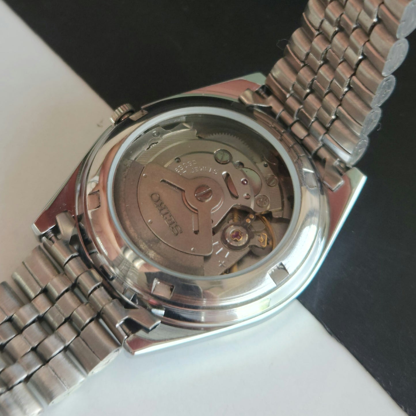 Vintage MOD Seiko 5 Automatic 17 Jewels Cal.6309 Green Face Jubilee Bracelet Men's Wrist Watch J56