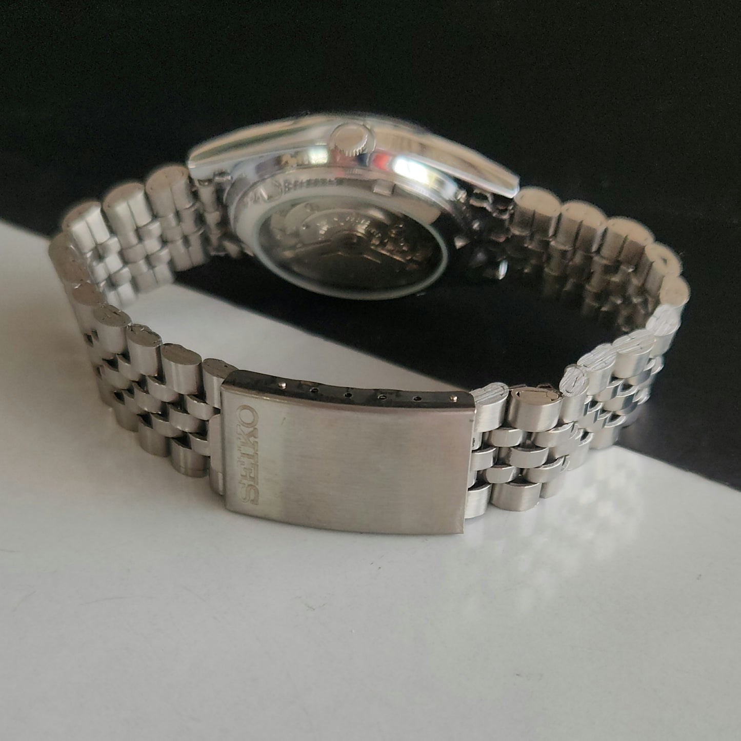 Vintage MOD Seiko 5 Automatic 17 Jewels Cal.6309 White Face Jubilee Bracelet Men's Wrist Watch J58