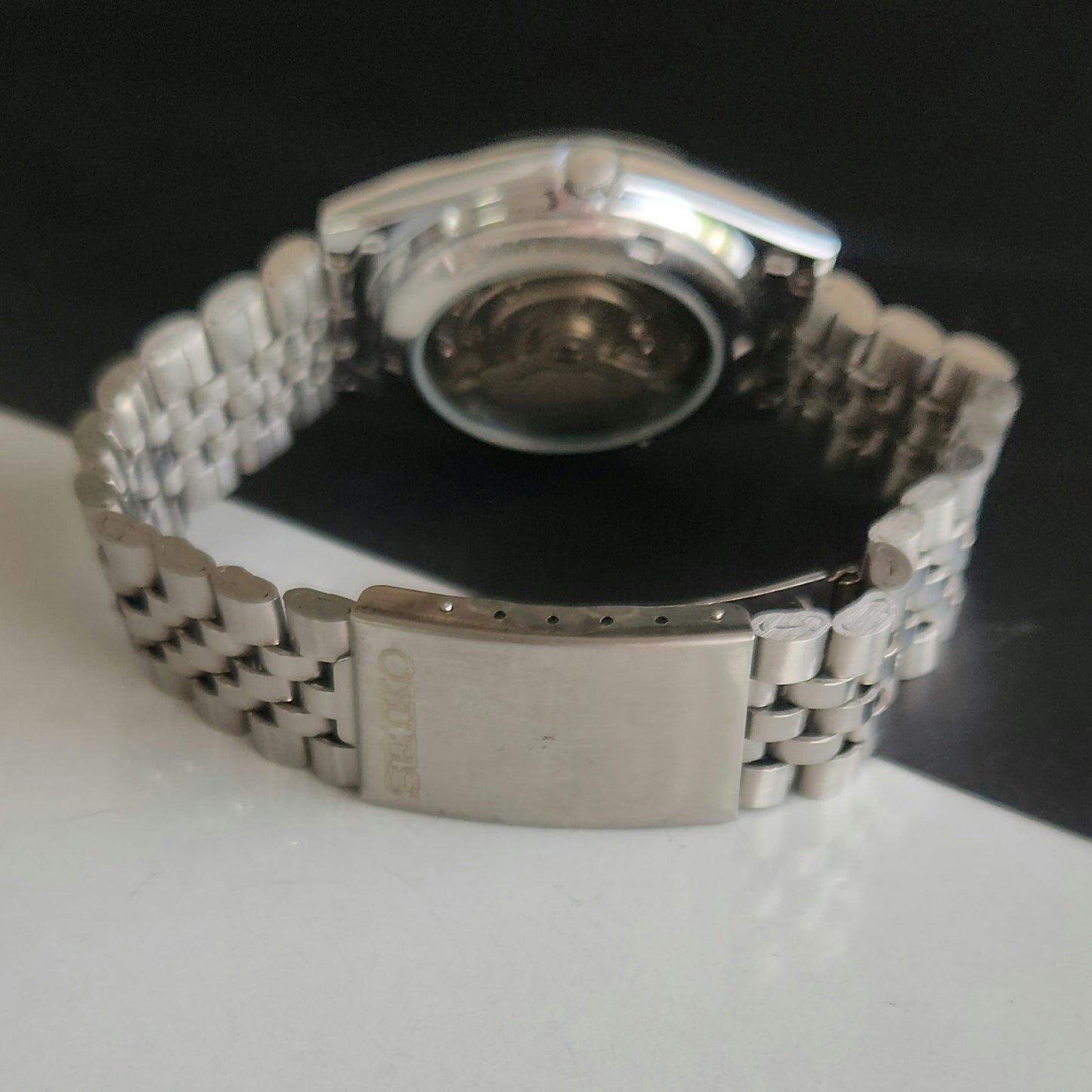 Vintage MOD Seiko 5 Automatic 21 Jewels Cal.6319 White Face Jubilee Bracelet Men's Wrist Watch J60