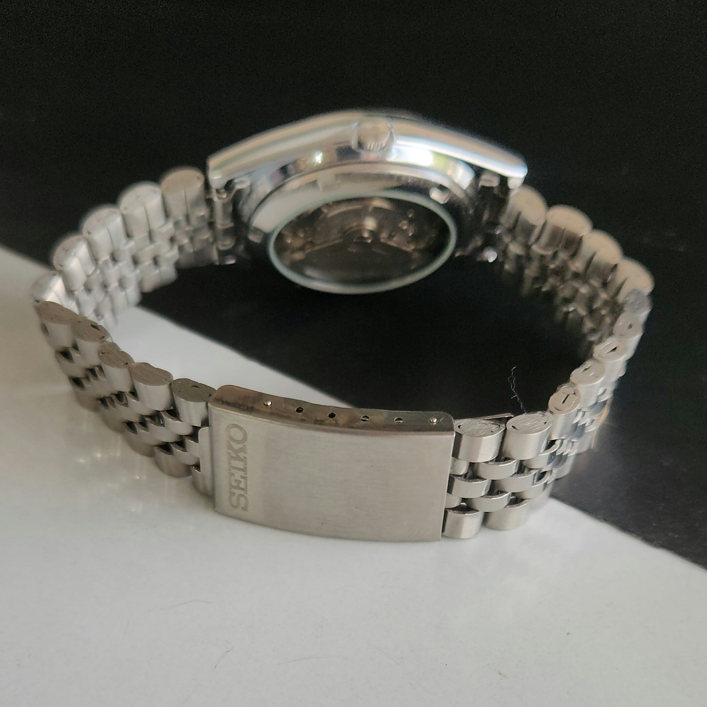 Vintage MOD Seiko 5 Automatic 17 Jewels Cal.6309 Black Face Jubilee Bracelet Men's Wrist Watch J61