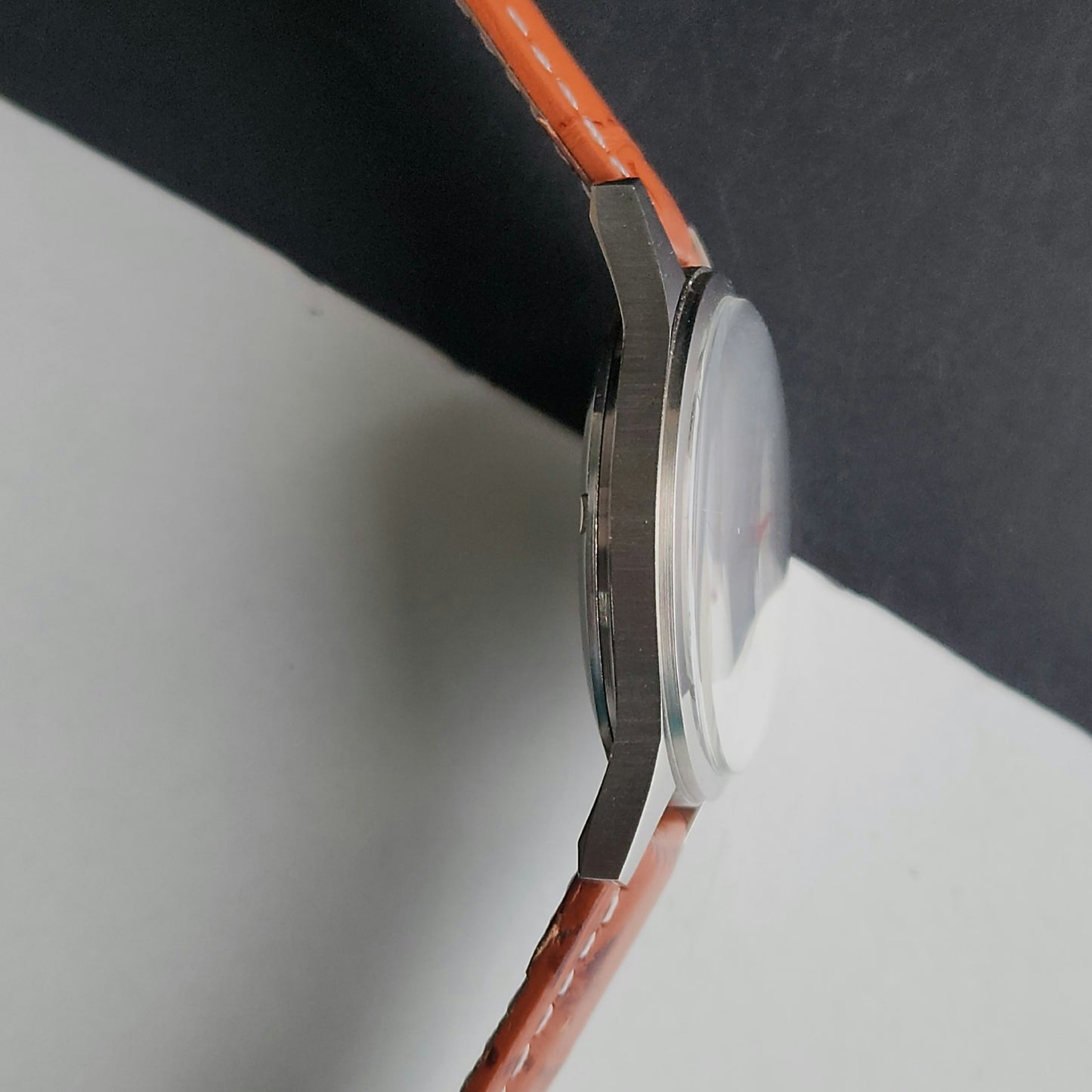 Vintage MOD HMT Janata Tamil Hand Winding 17 Jewels White Face 35mm Silver Case With Tan Leather Strap Men's Wrist Watch J83