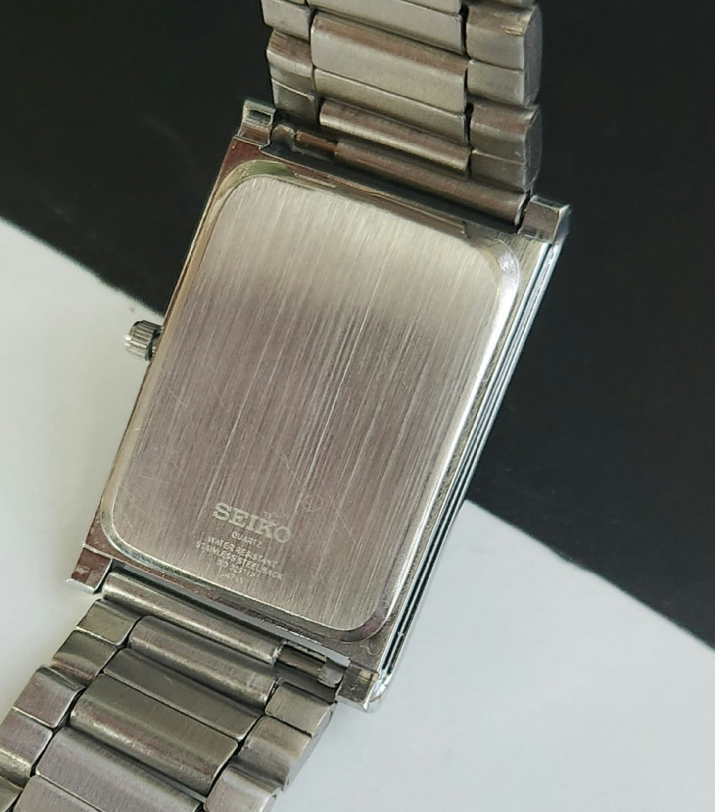 MOD Seiko Slim Rectangular Quartz Green Face Bracelet Men's Wrist Watch J97