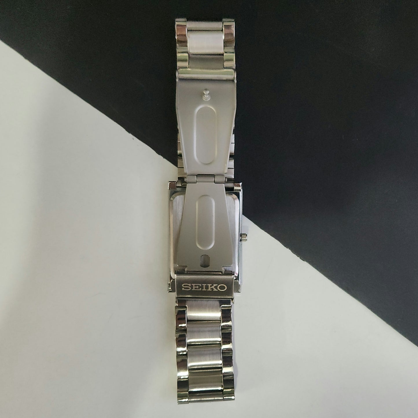 MOD Seiko Slim Rectangular Quartz White Face Bracelet Men's Wrist Watch J95