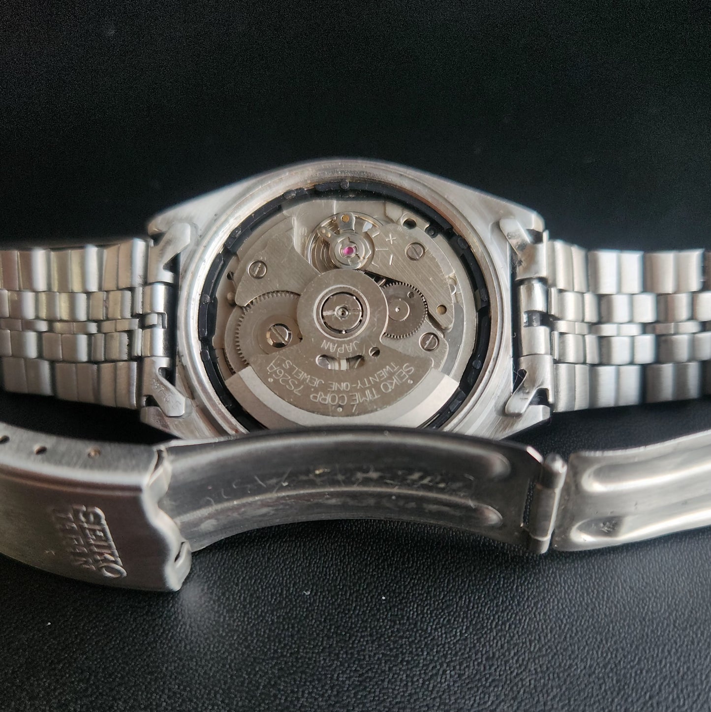 Vintage 2000 Original Seiko 5 Automatic 7S26-0070 Black Face 21 Jewels Day-Date Japanese Men's Wrist Watch S45