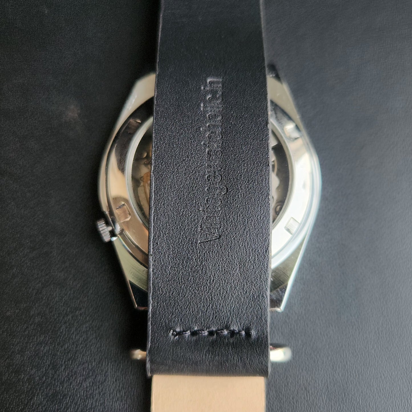 Vintage Mod Seiko 5 Automatic 17 Jewels Cal. 7009 Yellow Face Black Nato Leather Band Day-Date Men's Wrist Watch SK