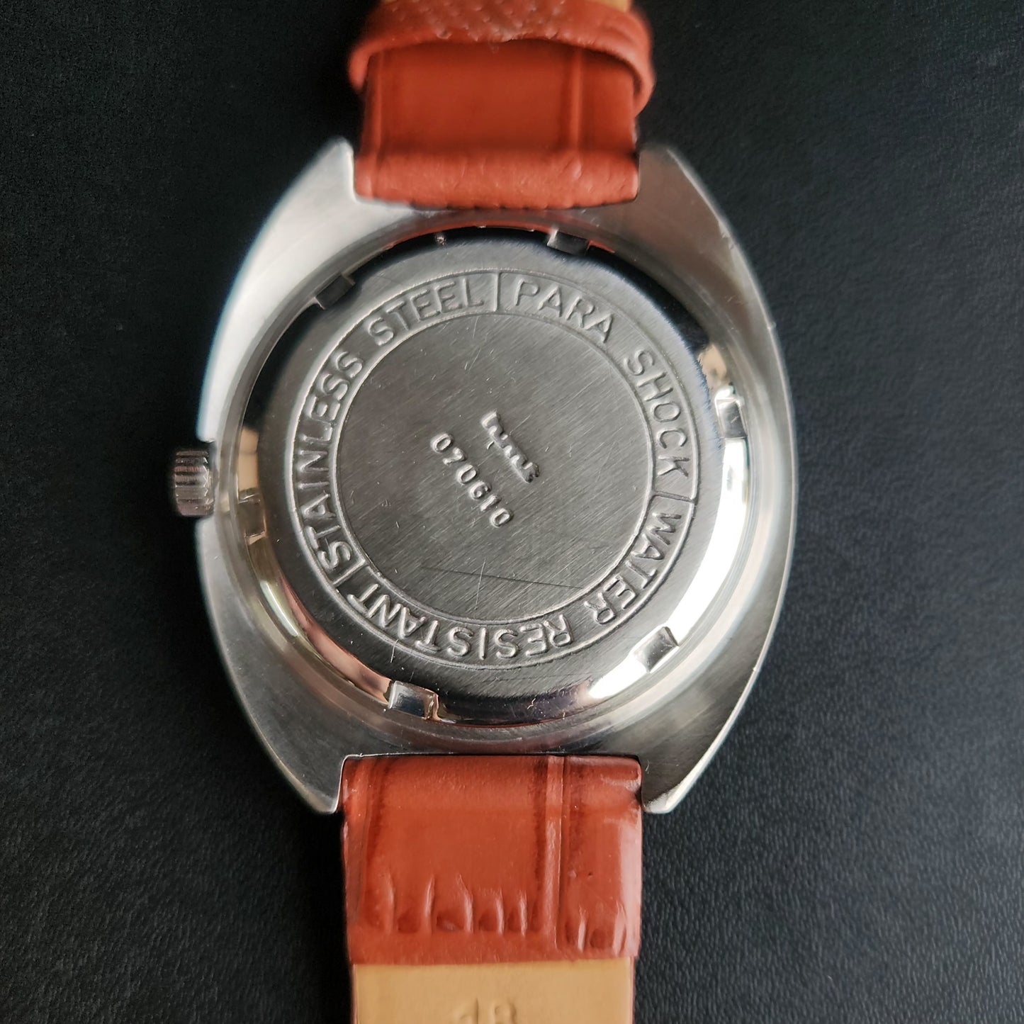 Vintage Original HMT Kohinoor Hand Winding 17 Jewels Silver Face Brown Croco Leather Strap Men's Wrist Watch S91