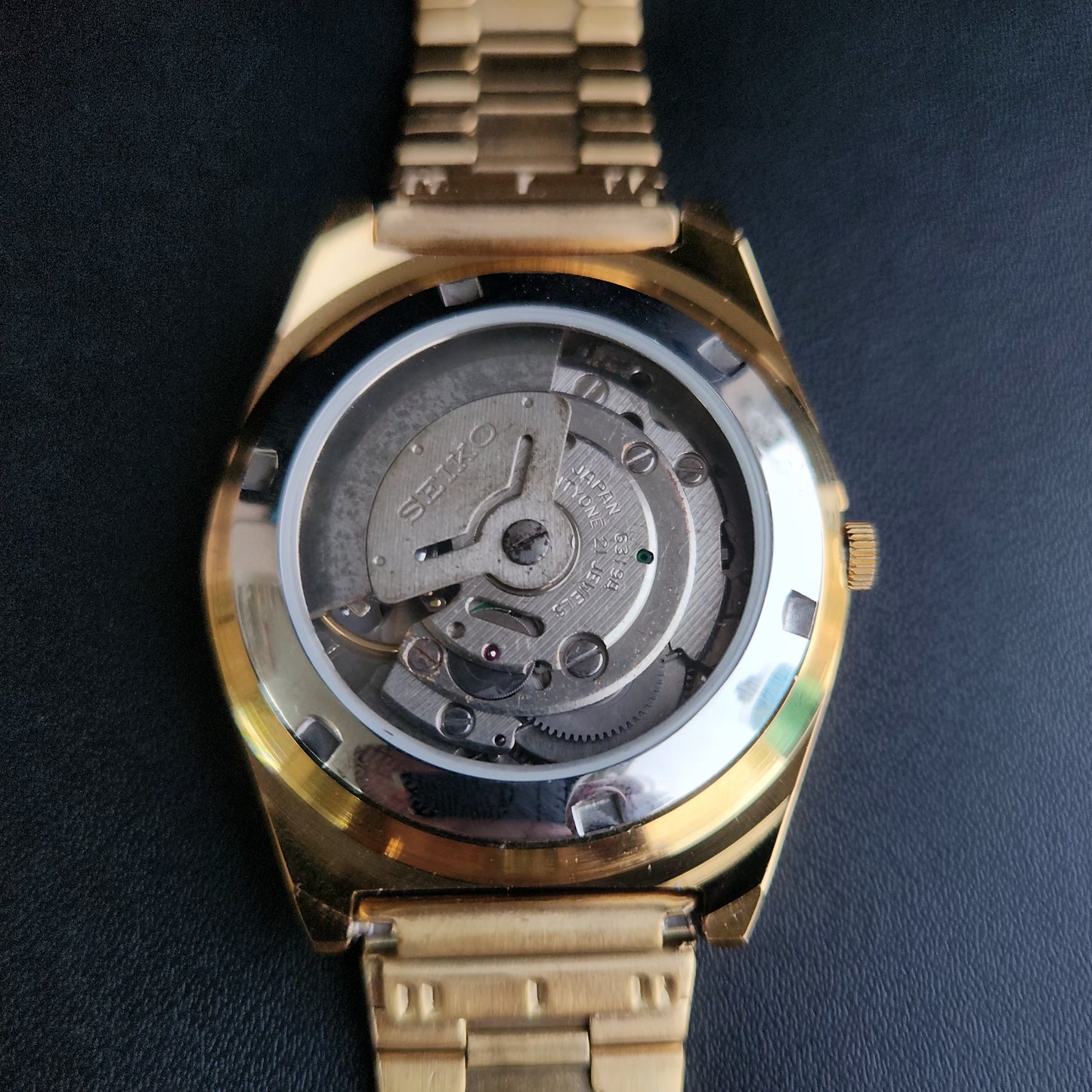Vintage MOD Seiko 5 Gold Plated Automatic 17 Jewels Cal. 6319 Blue Face Men's Wrist Watch S140